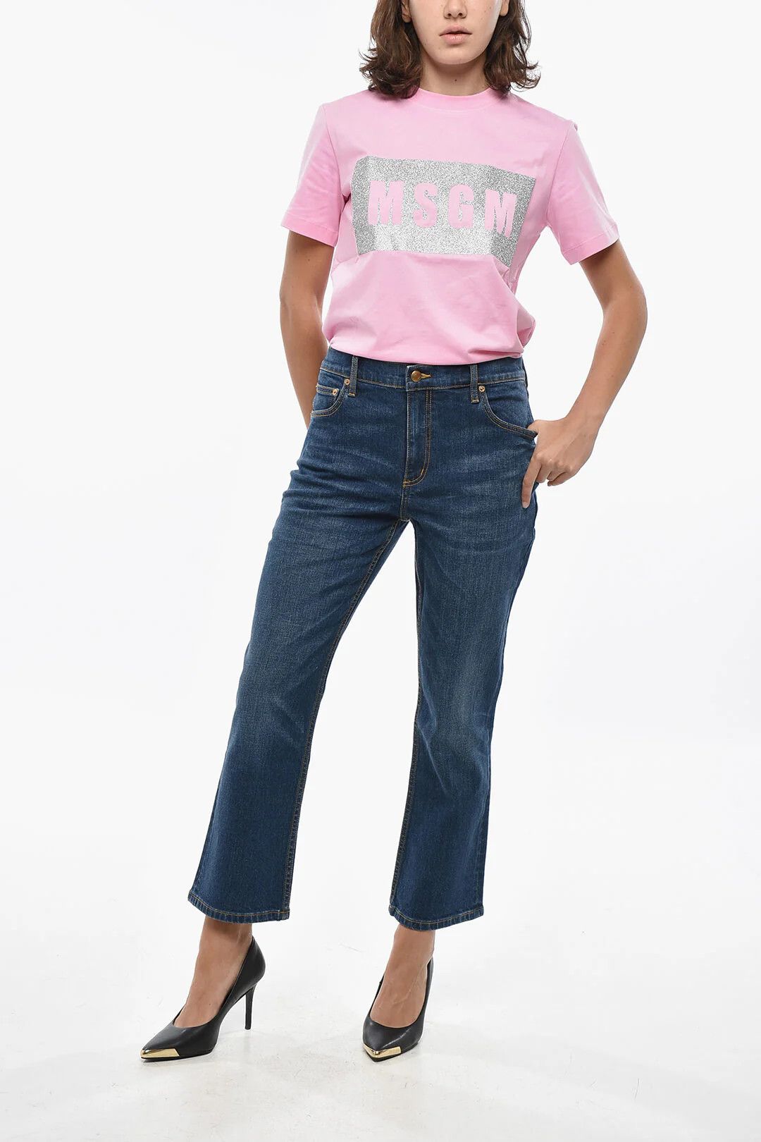 Tory Burch og1mm0426 High-Waist Wide-Leg Jeans in Blue Size 29" - 4 Thumbnail