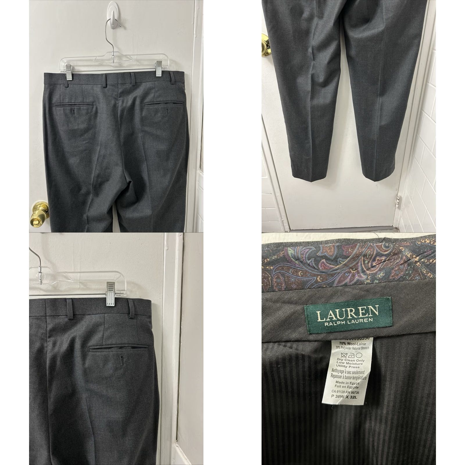 Ralph Lauren Lauren Ralph Lauren Dress Pants Mens 36x31 Gray Wool-Blend Straight Leg Trousers Size US 36 / EU 52 - 8 Thumbnail