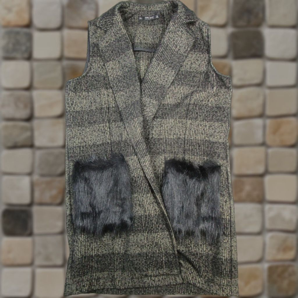 Zara Zara Vest Womens Large Black Open Front Striped Knit Casual Vest Size L / US 10 / IT 46 - 1 Thumbnail