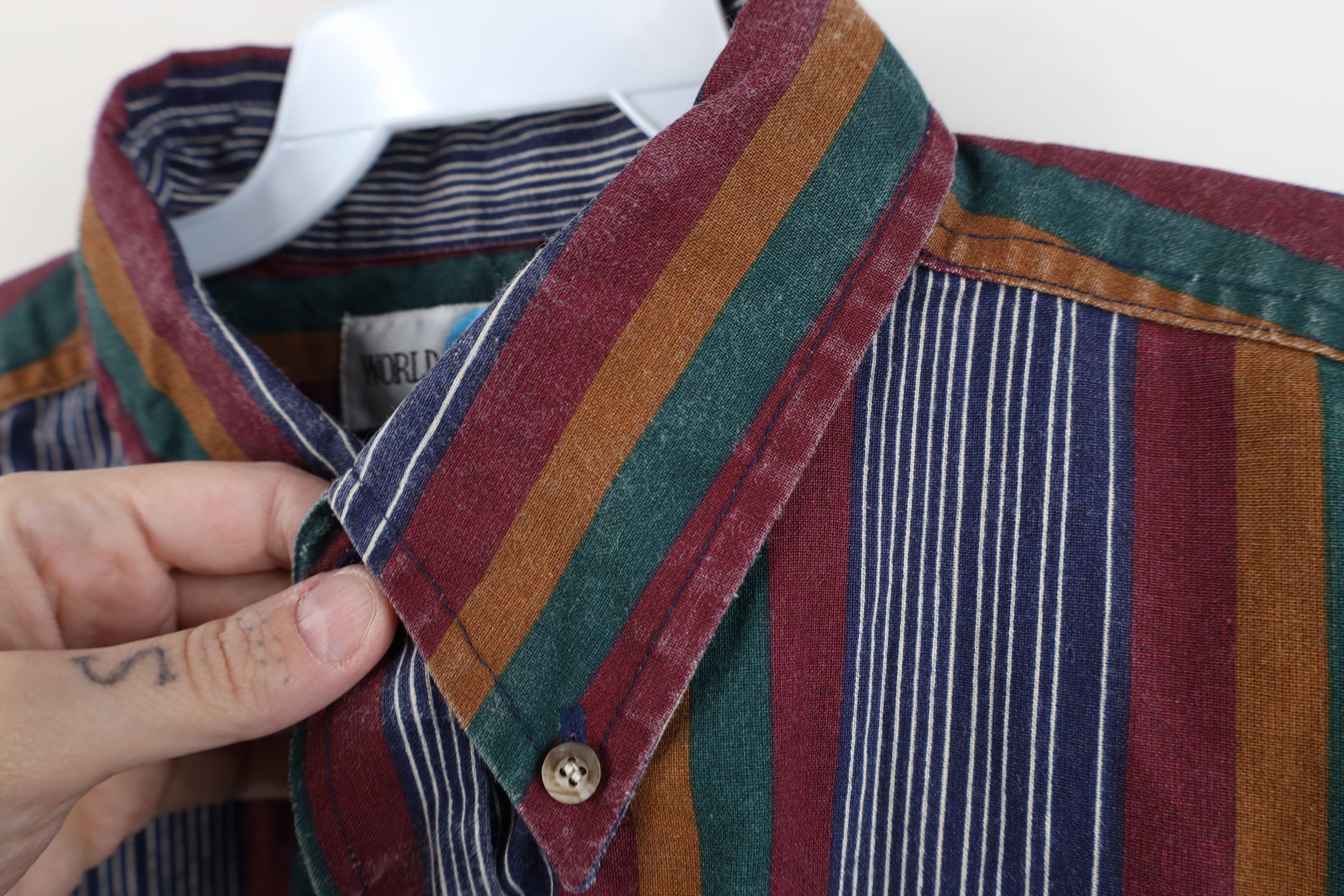 Vintage Vintage 90s Streetwear Rainbow Striped Button Down Shirt Size US L / EU 52-54 / 3 - 8 Thumbnail