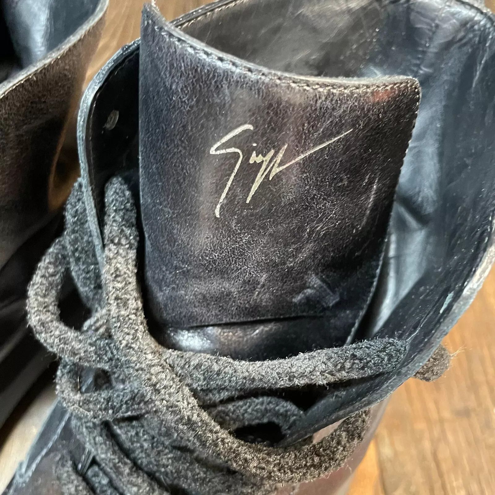 Giuseppe Zanotti Giuseppe Zanotti Boots Black Leather 11 44 Lace Up Rubber Size US 11 / EU 44 - 2 Thumbnail