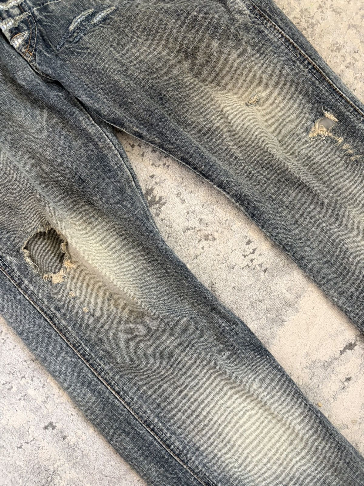Marithe + Francois Girbaud Distressed Trompe-l'œil Straight Denim Size US 32 / EU 48 - 5 Thumbnail
