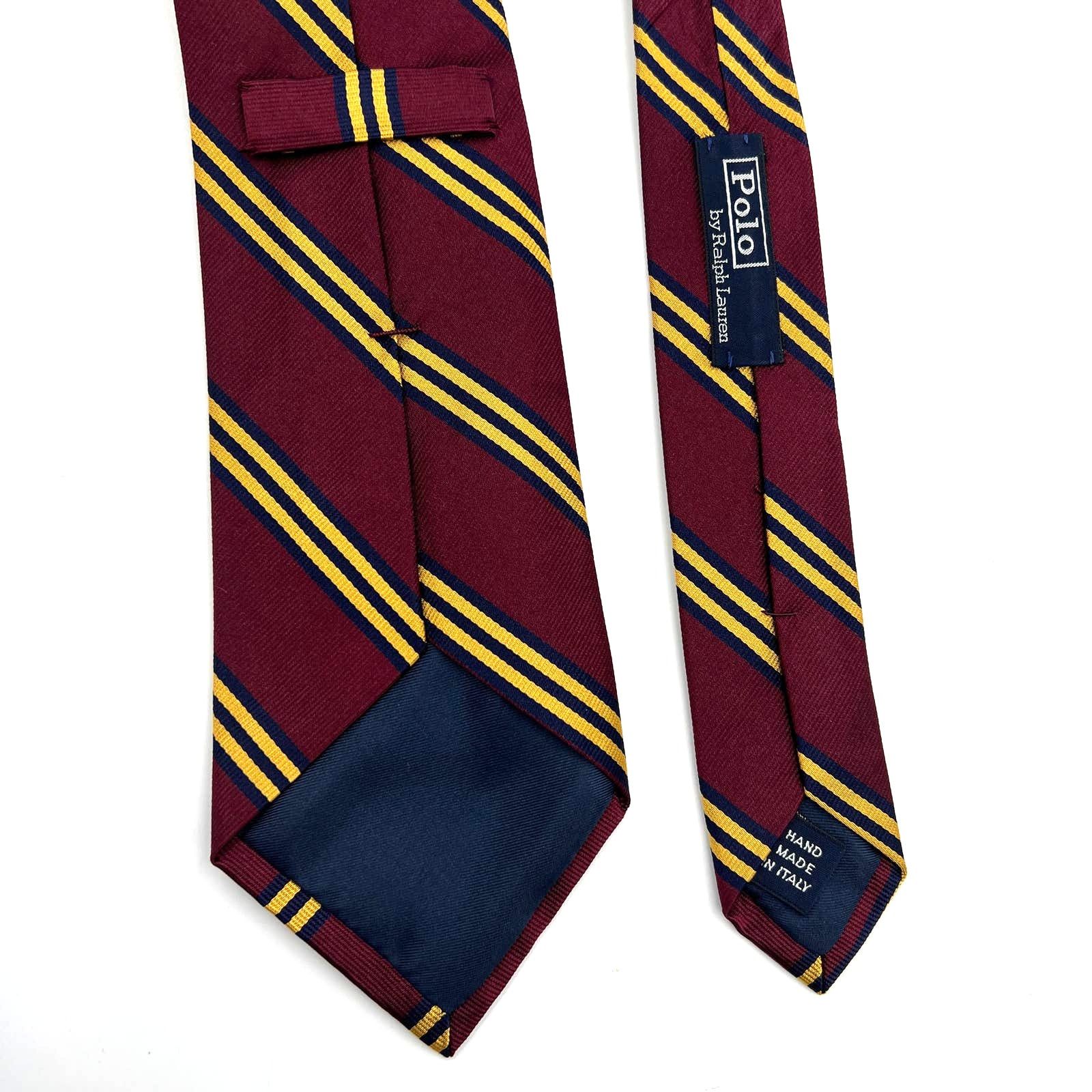 Polo Ralph Lauren Vintage Polo Ralph Lauren Silk Tie Burgundy Red Solid Stripe Size ONE SIZE - 3 Thumbnail