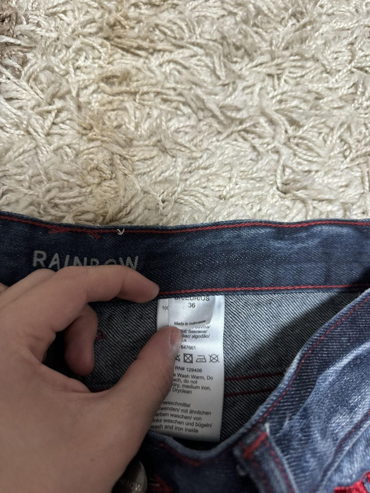 Japanese Brand Vtg Rainbow Washed n Big Dragon Embroide Baggy Jeans Size US 36 / EU 52 - 7 Thumbnail