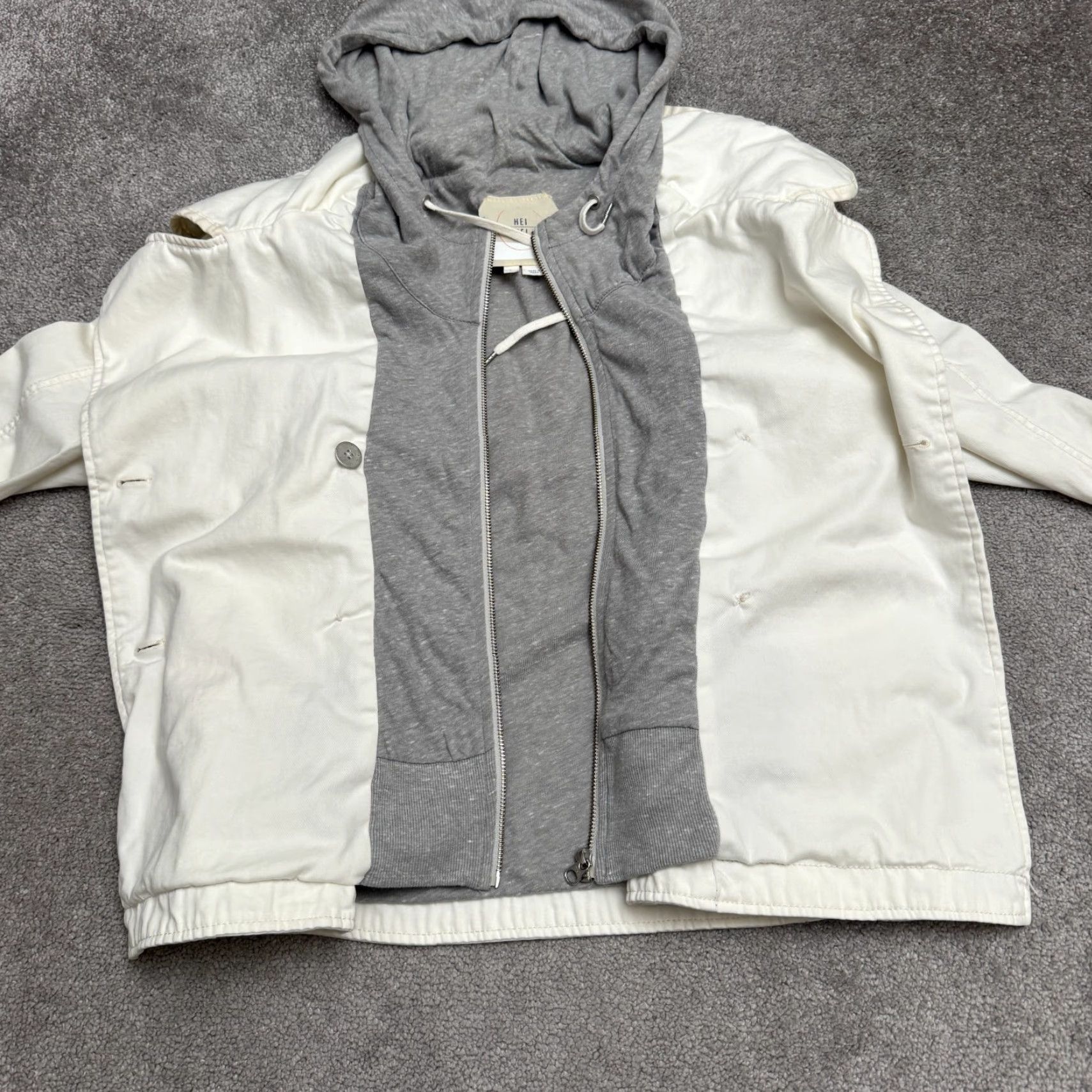 Anthropologie Anthropologie Hei Hei Utility Double Layer Hoodie Jacket Womens Large White Coat Size L / US 10 / IT 46 - 6 Thumbnail