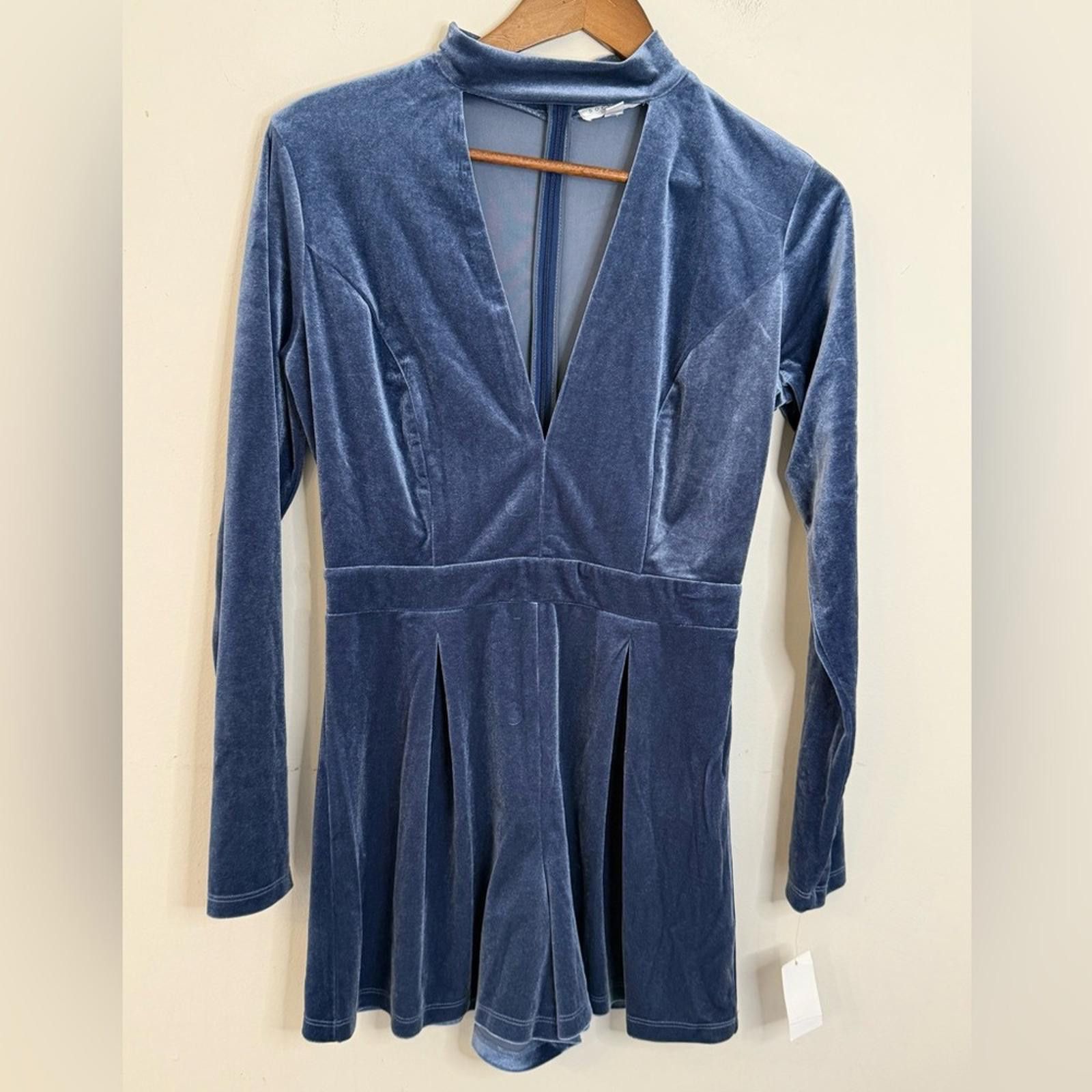 Other Socialite Midnight blue velvet romper choker collar SZ SM Size 28" / US 6 / IT 42 - 1 Thumbnail