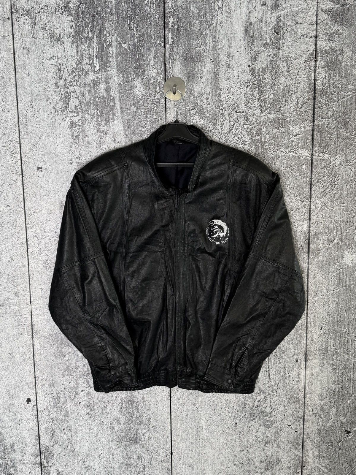 Diesel Diesel Oversized Leather Bomber Jacket Embroidered Big Logo Size US XL / EU 56 / 4 - 10 Thumbnail