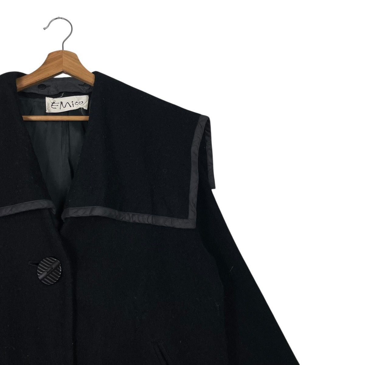 Japanese Brand Nice Design Emico Black Wool Overcoat Size M / US 6-8 / IT 42-44 - 6 Thumbnail