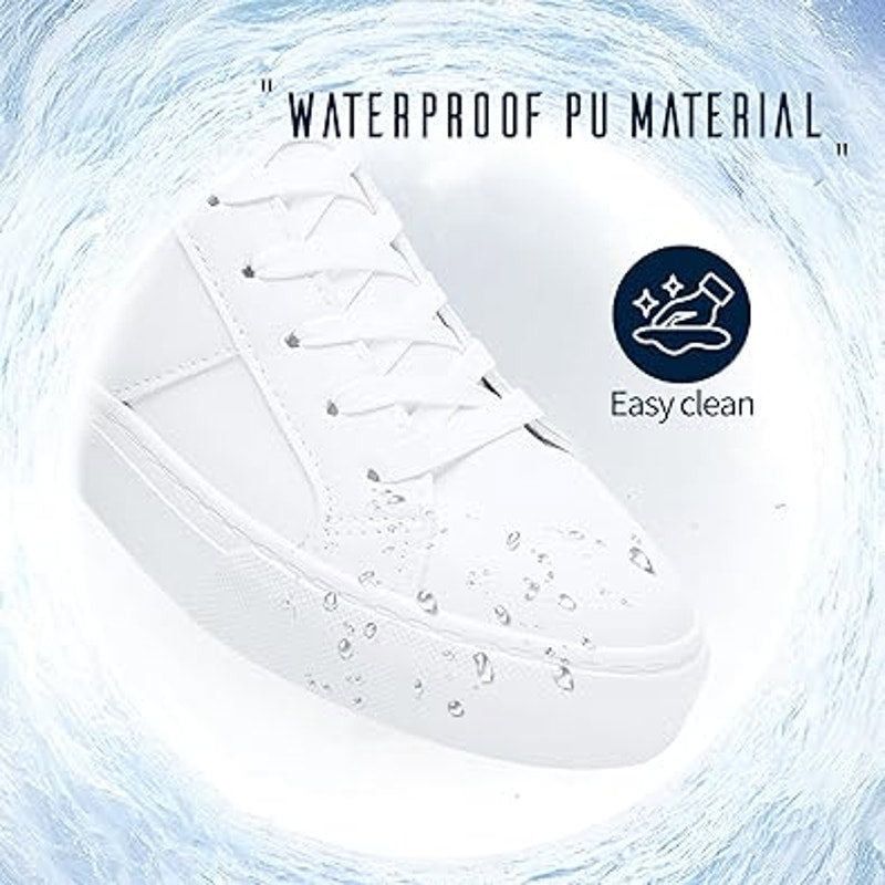 Other Adokoo Women's Size 7.5 White Faux Leather Low Top Sneakers Size US 7.5 / IT 37.5 - 3 Thumbnail