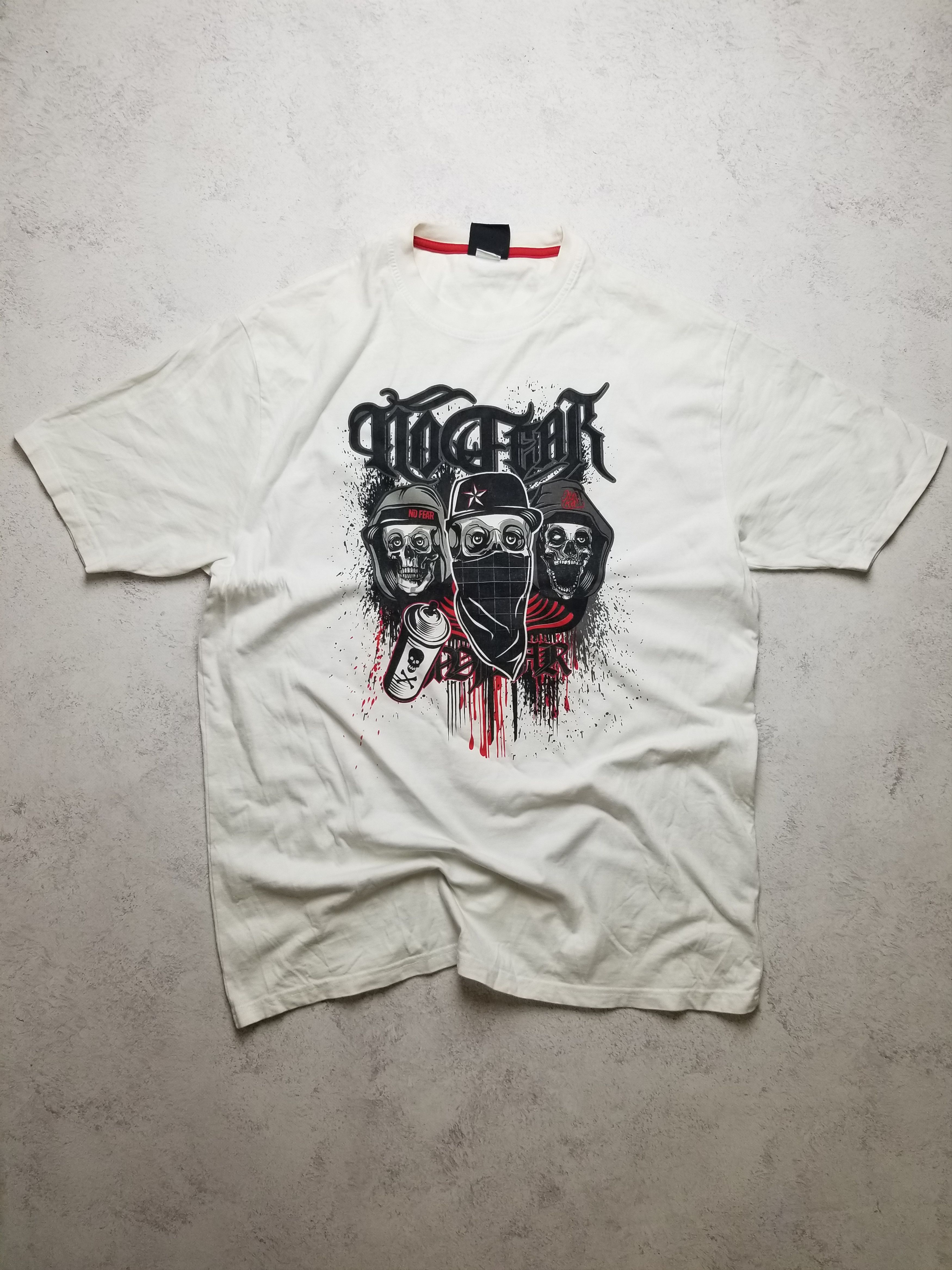 No Fear VTG Y2K NO-FEAR T-Shirt Spray Paint Hooded Skeletons RARE Size US XL / EU 56 / 4 - 3 Thumbnail