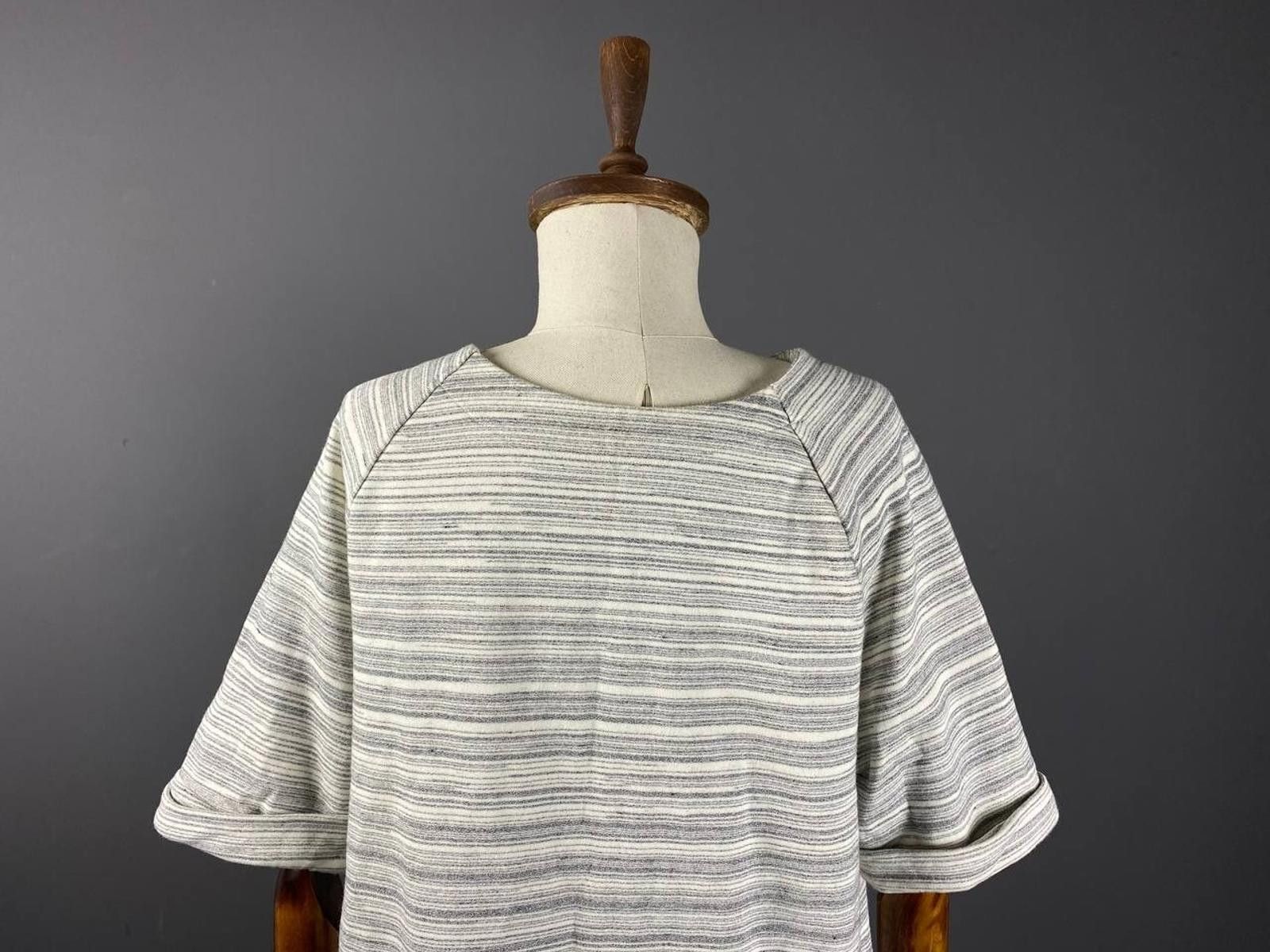 Designer Toast Gray Stripe Relaxed Sweater Midi Dress Size 10 Size XS / US 0-2 / IT 36-38 - 9 Thumbnail