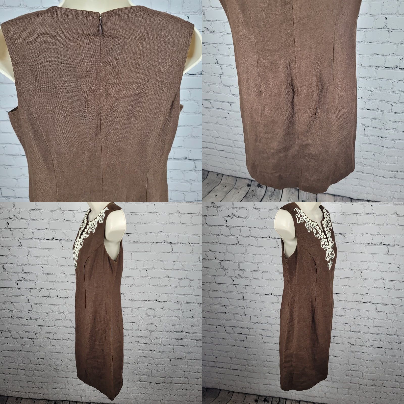 Talbots Talbots Brown 100% Linen Sleeveless Sheath Dress 6P Knit? No Size M / US 6-8 / IT 42-44 - 8 Thumbnail