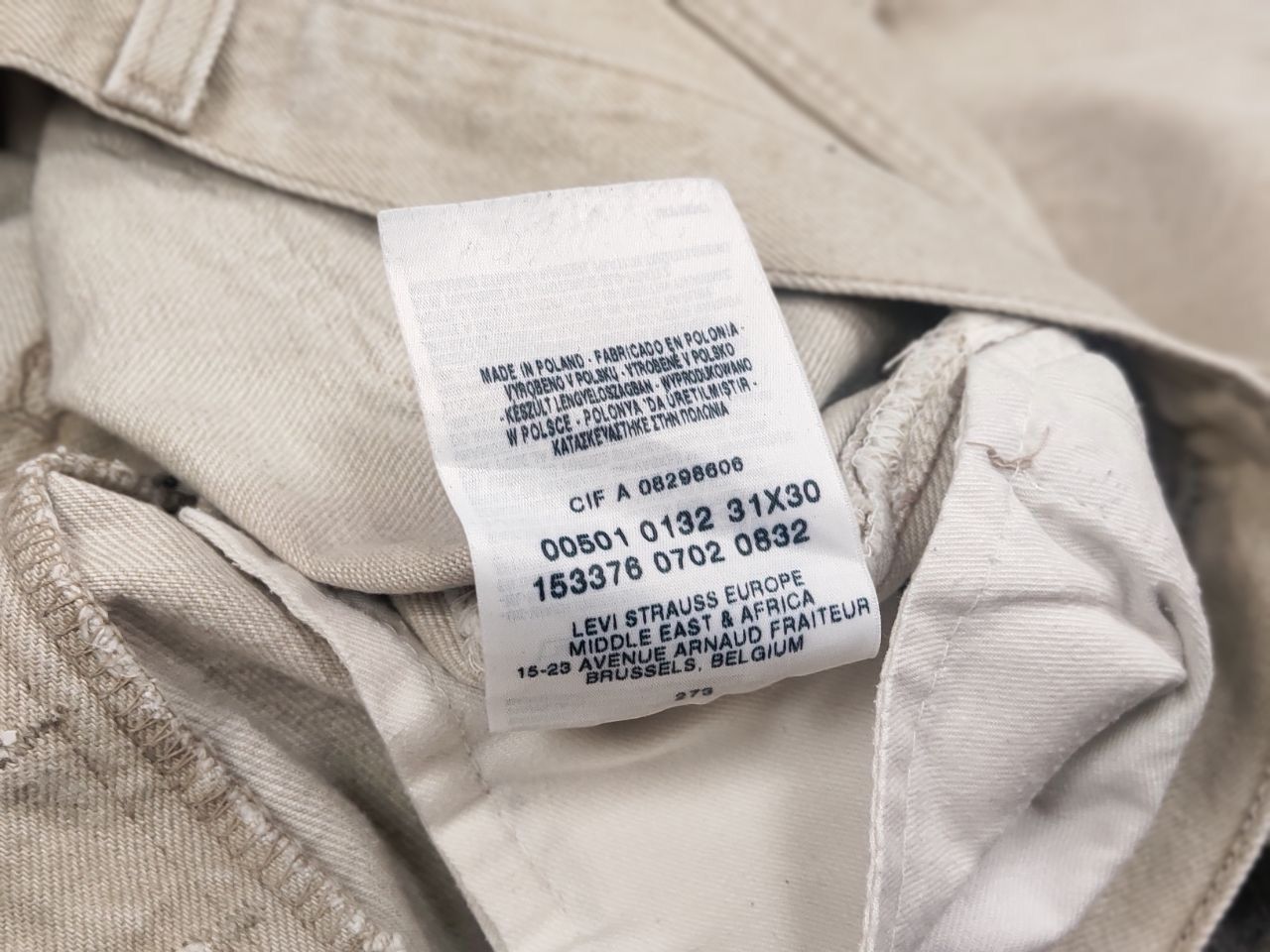 Levi's Vintage 90's Levis 501 Light beige Denim Jeans USa Style Size US 31 - 14 Thumbnail