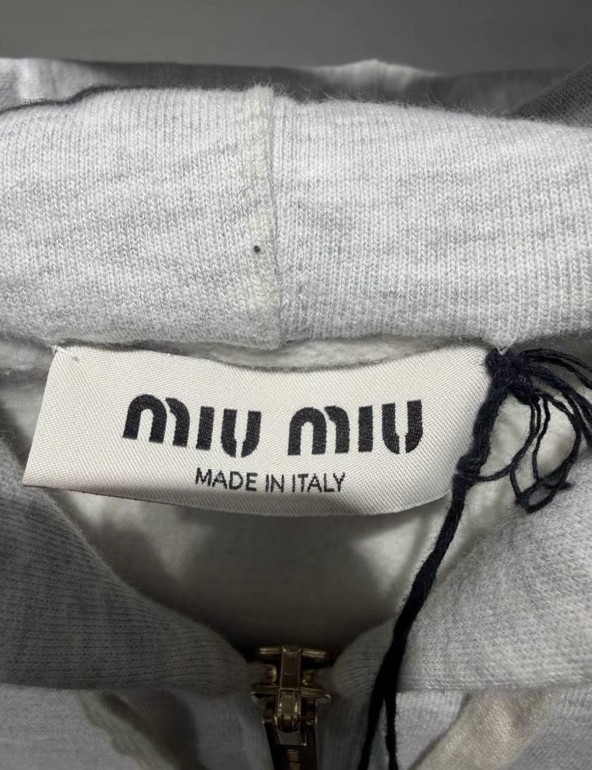 Miu Miu Gray Cropped Long Sleeve Hoodie .xy