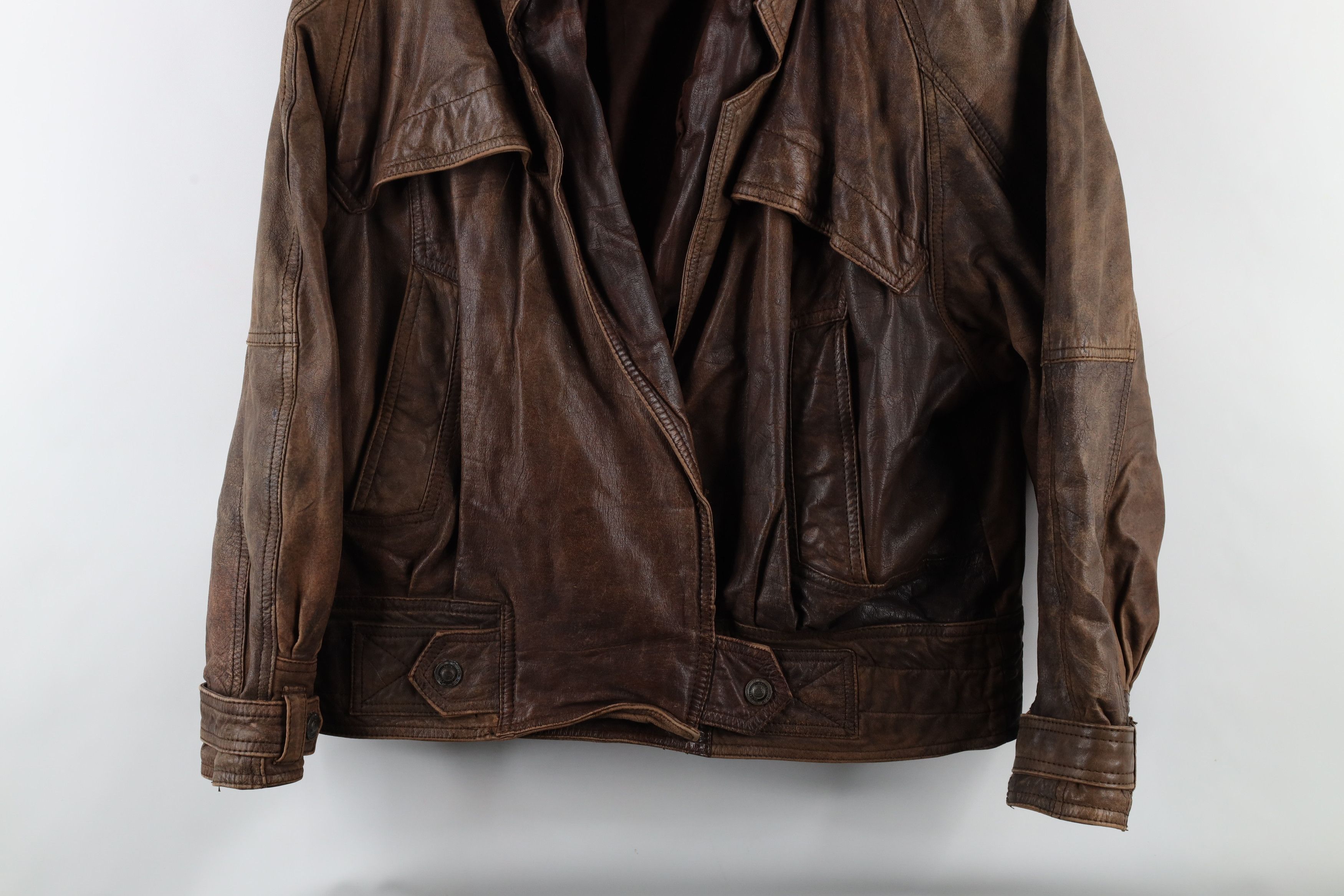 Vintage Vintage 90s Streetwear Button Leather Bomber Jacket Size L / US 10 / IT 46 - 3 Thumbnail