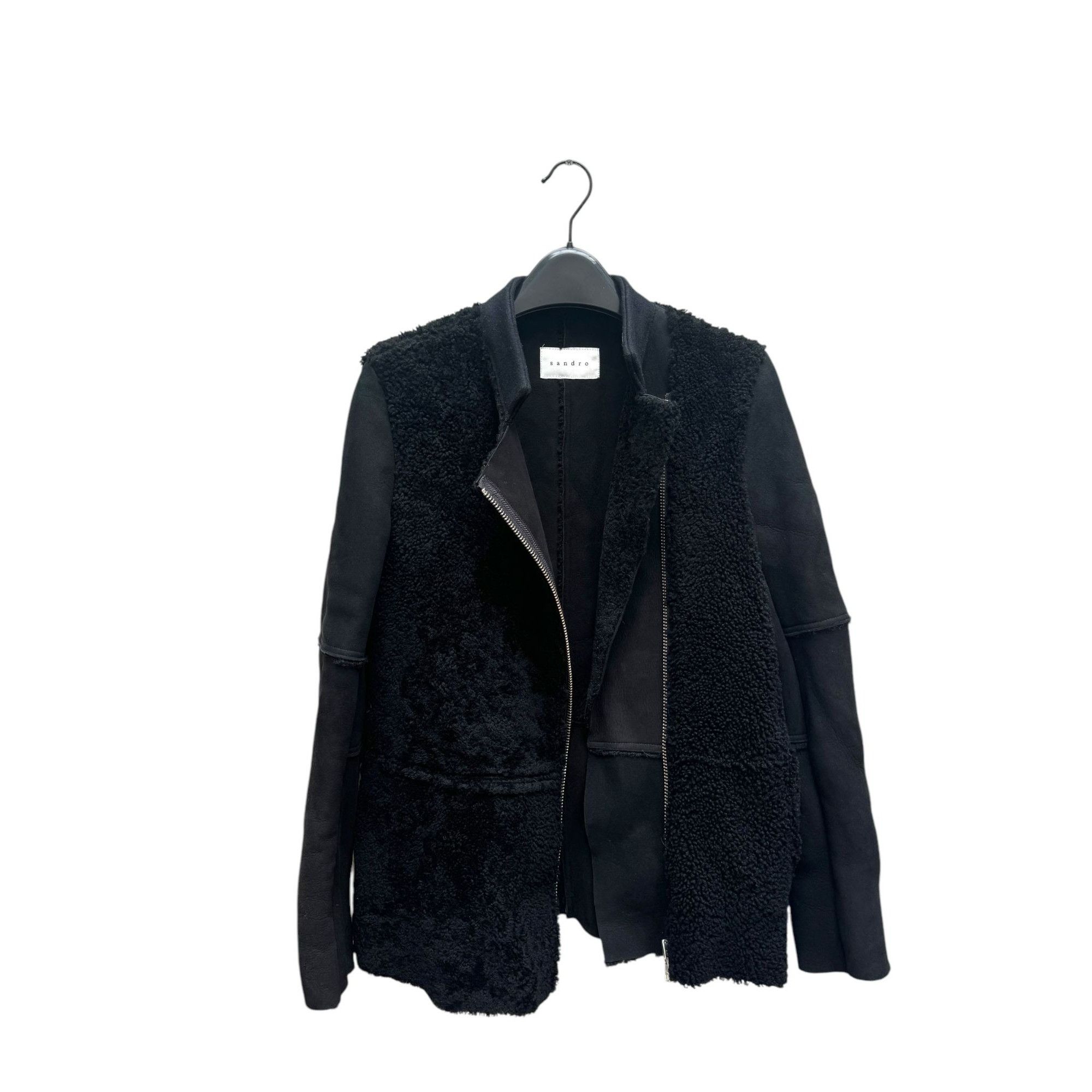Sandro Black Shearling (Leather) Jacket Size XS / US 0-2 / IT 36-38 - 3 Thumbnail