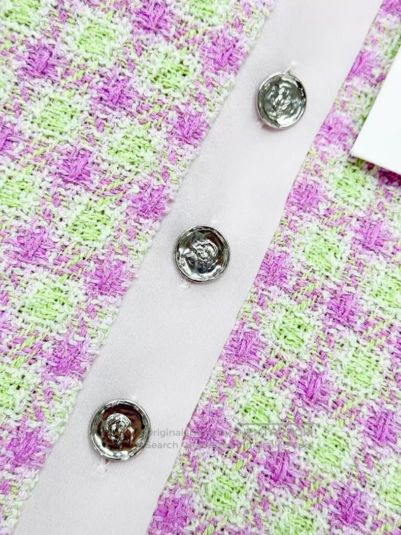 Chanel Chanel Plaid silk doll collar tweed short-sleeved jacket Size XXS / US 00 / IT 34 - 4 Thumbnail