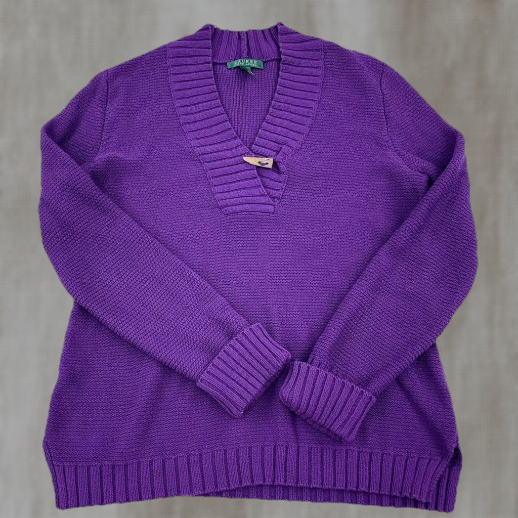 Ralph Lauren VINTAGE Lauren Ralph Lauren Sweater Women XL Pullover Knit Casual Long Sleeve Purple Size XL / US 12-14 / IT 48-50 - 1 Thumbnail