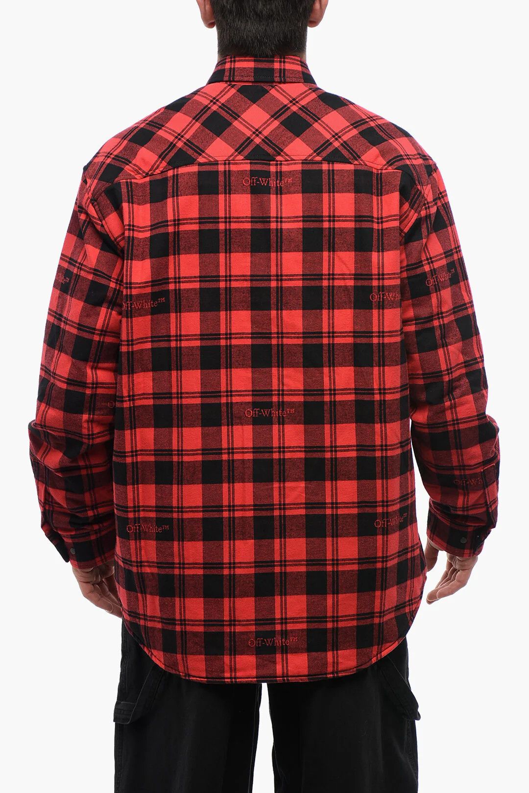 Off-White og1mm0526 Checked Flannel-Lined Overshirt in Red/Black Size US XS / EU 42 / 0 - 2 Thumbnail
