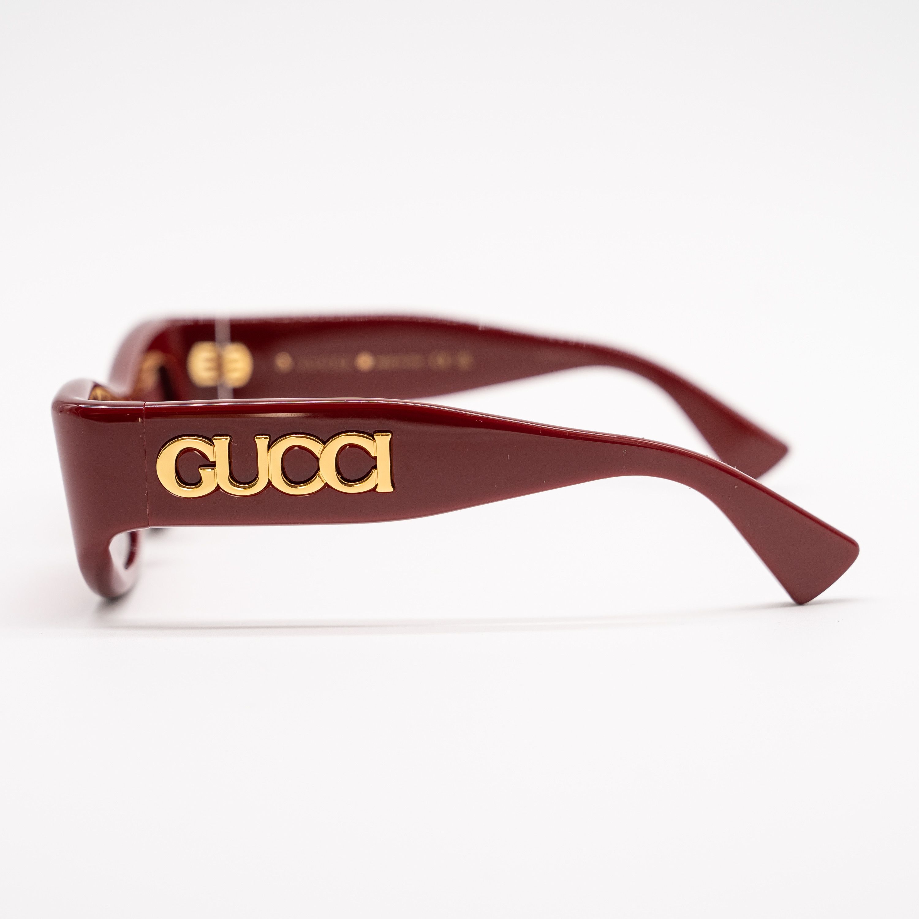 Gucci Gucci GG1809S Rectangular Sunglasses Red Gold Acetate Size ONE SIZE - 4 Thumbnail