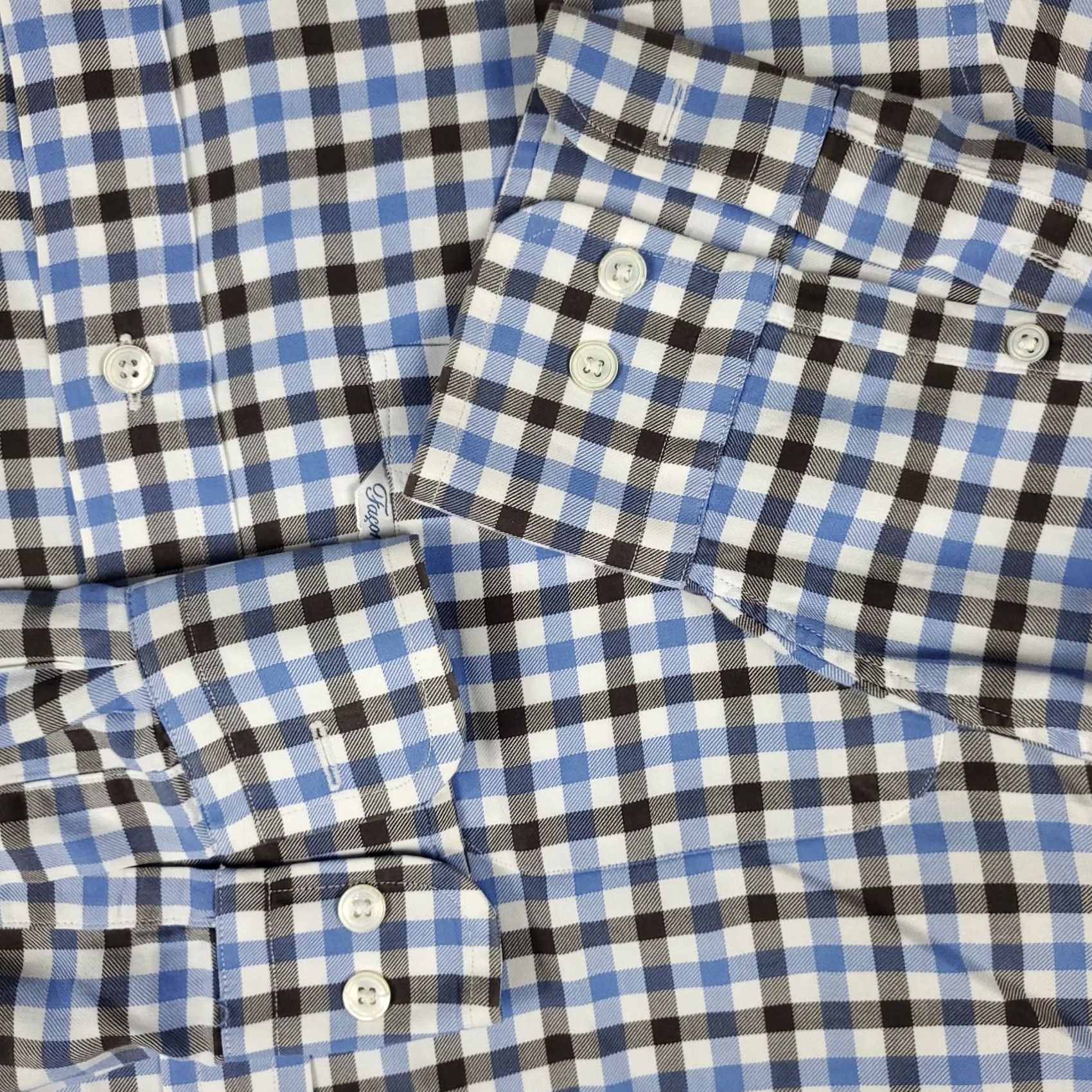 Faconnable Faconnable Shirt Mens Large Blue Check Casual Button Up Long Sleeve Size US L / EU 52-54 / 3 - 3 Thumbnail