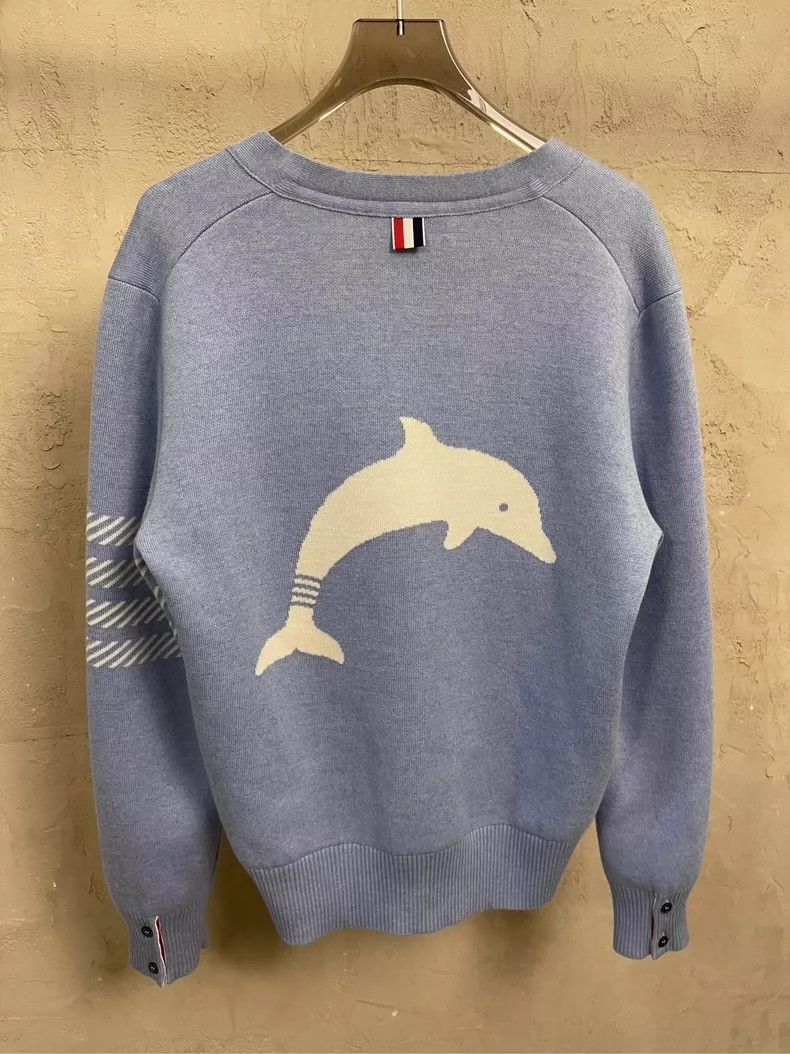 Thom Browne Thom Browne size1 Dolphin wool sweater with blue background Size US S / EU 44-46 / 1 - 3 Thumbnail
