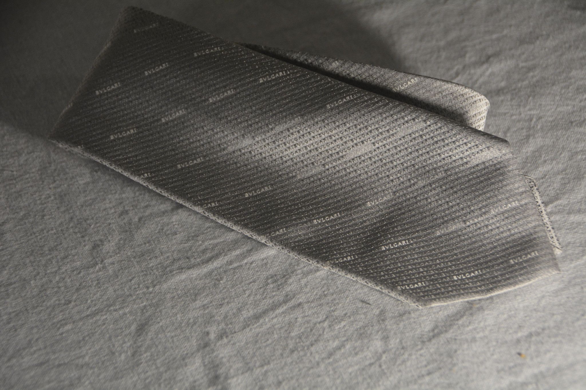 Bvlgari Bvlgari Silk Tie Grey Geometric Logo Pattern Size ONE SIZE - 2 Thumbnail