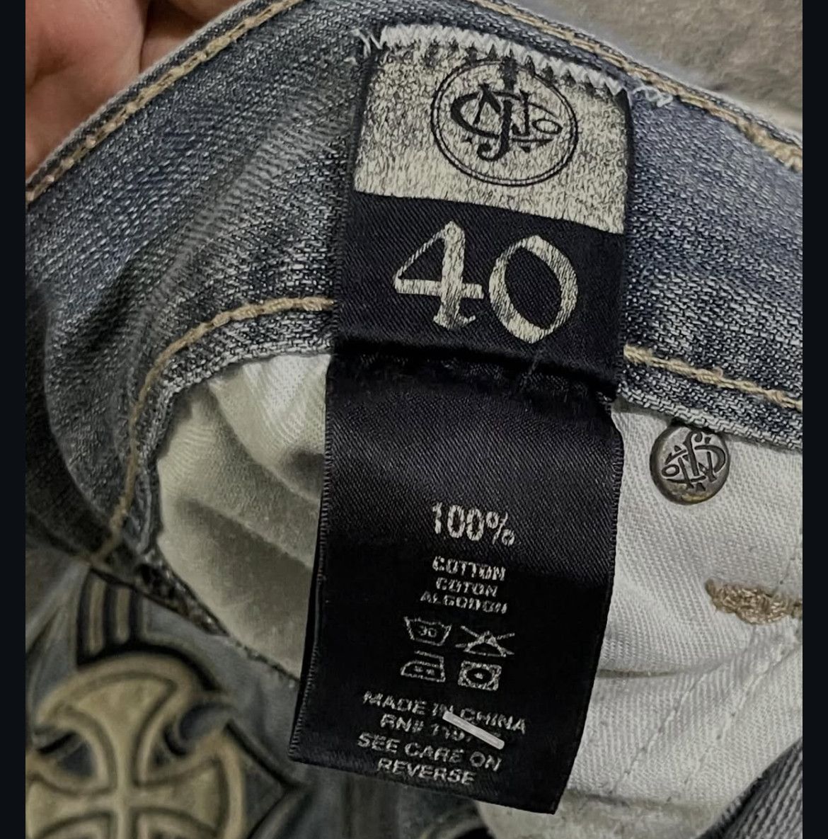 JNCO 2000s JNCO Cross Ripped Embroidery Wash Jeans y2k Size US 40 / EU 56 - 6 Thumbnail