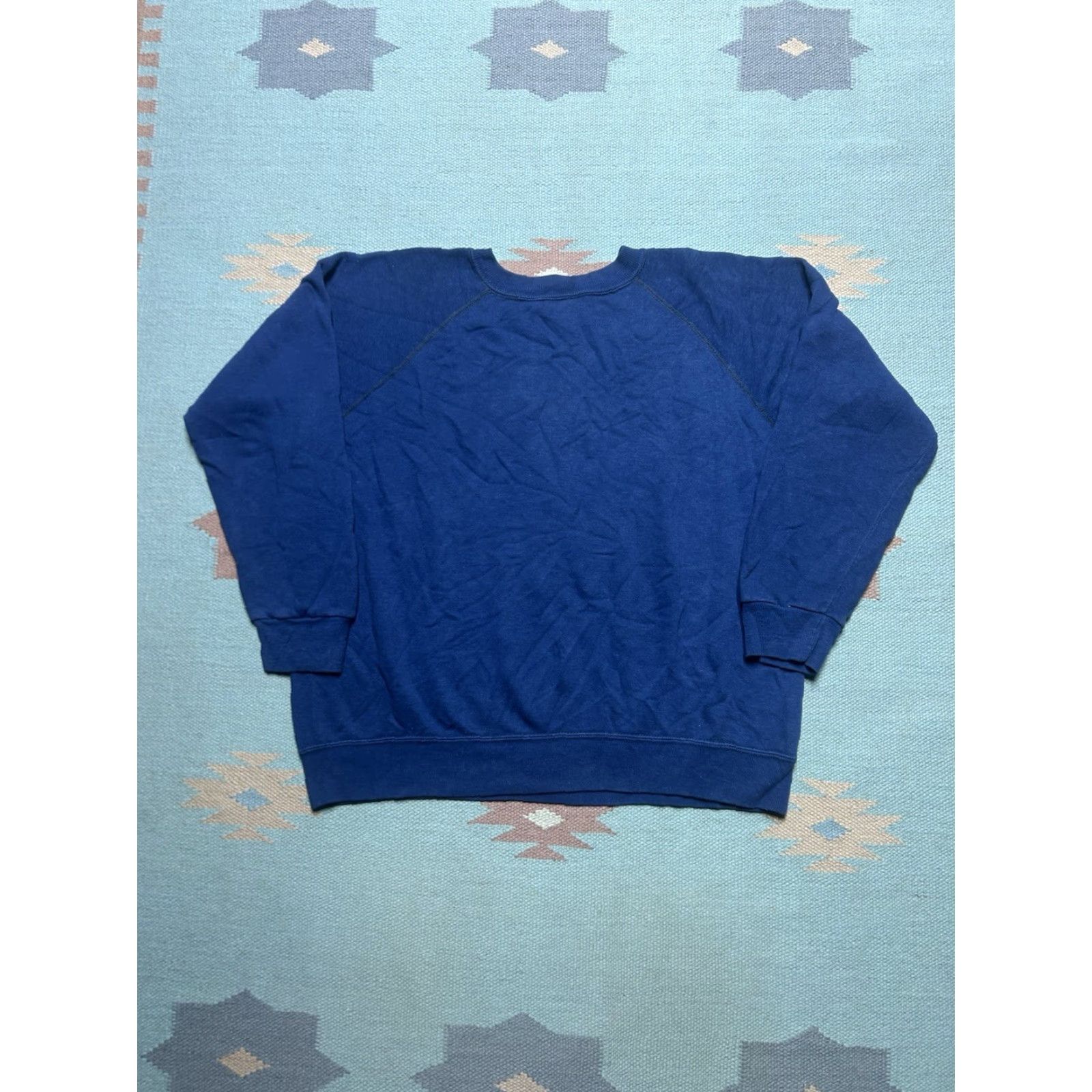 JCPenney VINTAGE Sweatshirt JCPenney Navy Blue Raglan Pullover Adult Large Crewneck 70s Men Size US L / EU 52-54 / 3 - 7 Thumbnail