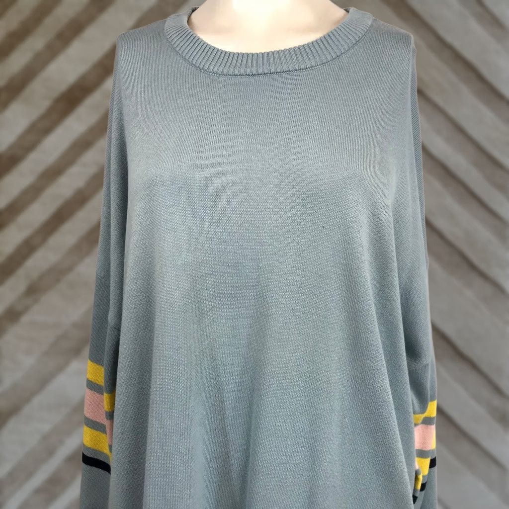 Vintage Like Love Sweater Plus Size 3XL Blue Striped Sleeve Light Casual Size XXL / US 16-18 / IT 52-54 - 1 Thumbnail