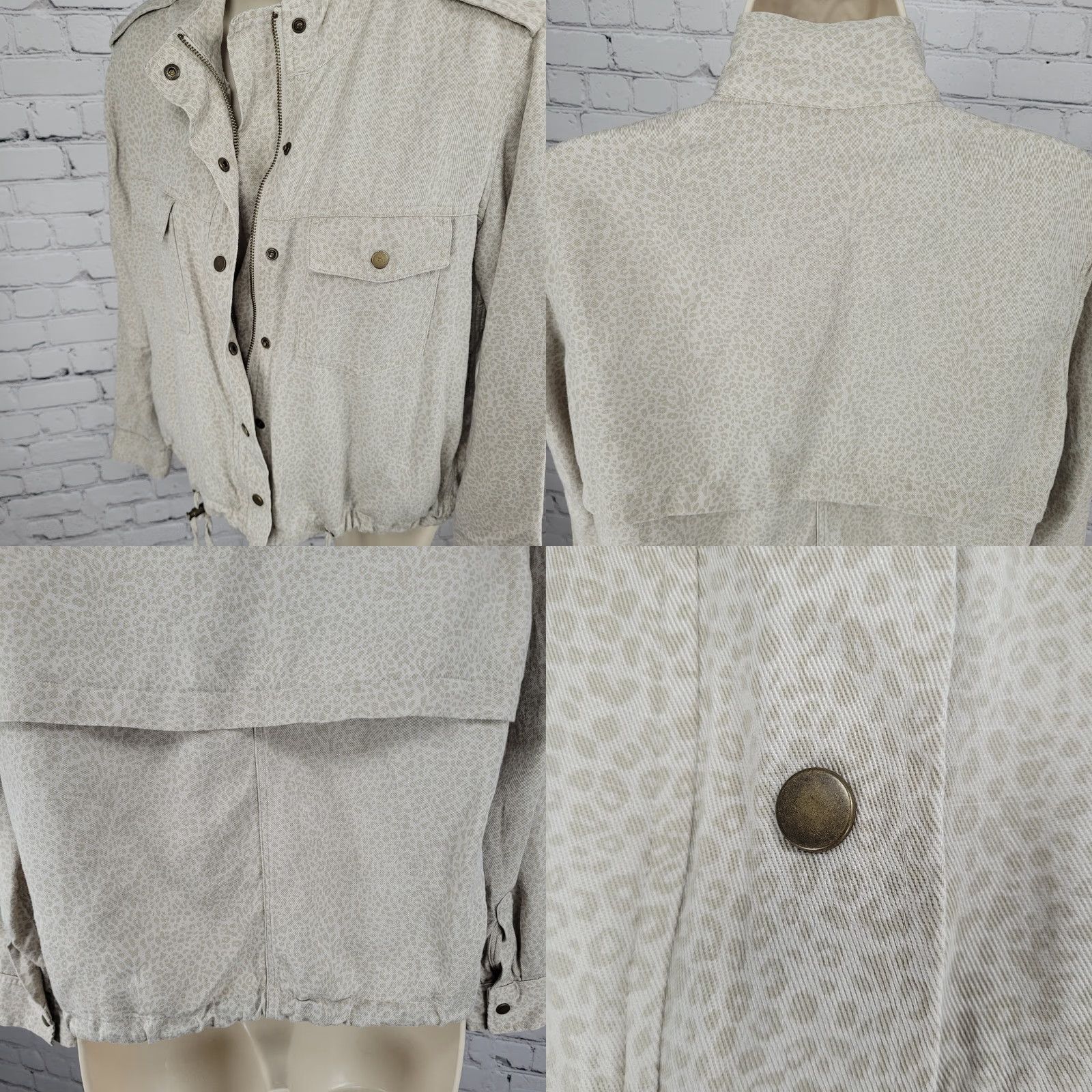Rails Rails Beige Linen Blend Mini Cheetah Print Zip Snap Unlined Jacket Small S Size S / US 4 / IT 40 - 8 Thumbnail