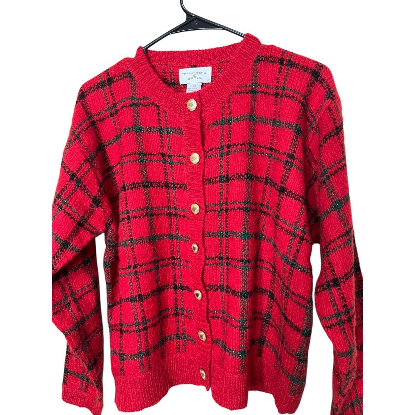 Other Vintage Christopher Banks Wool Blend Sweater Cardigan Red Gr Size M / US 6-8 / IT 42-44 - 2 Thumbnail