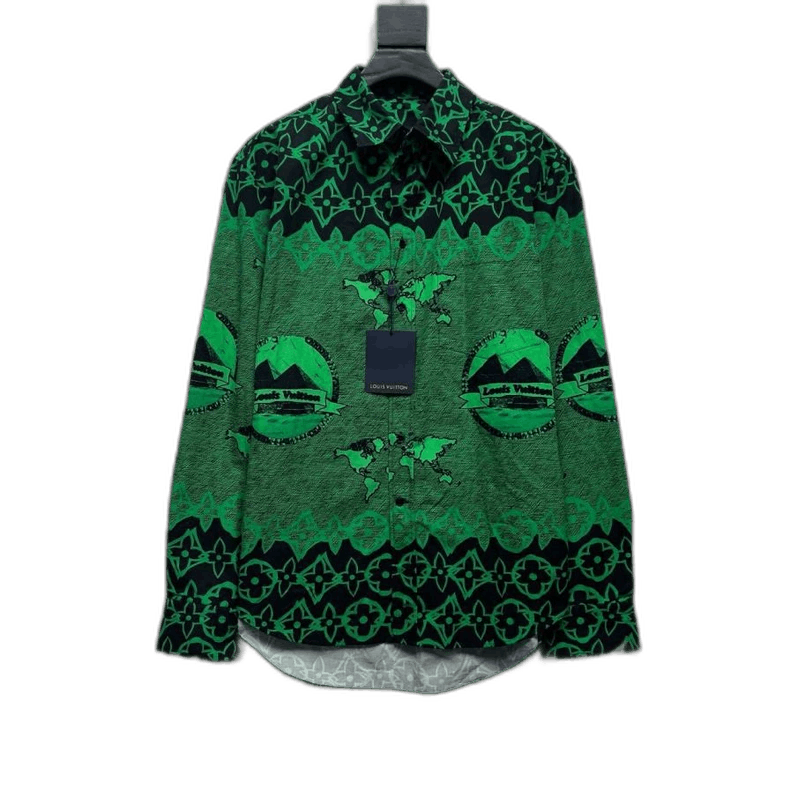 Louis Vuitton Louis Vuitton Green Printed ButtonUp Shirt-2506 Size S / US 4 / IT 40 - 1 Thumbnail