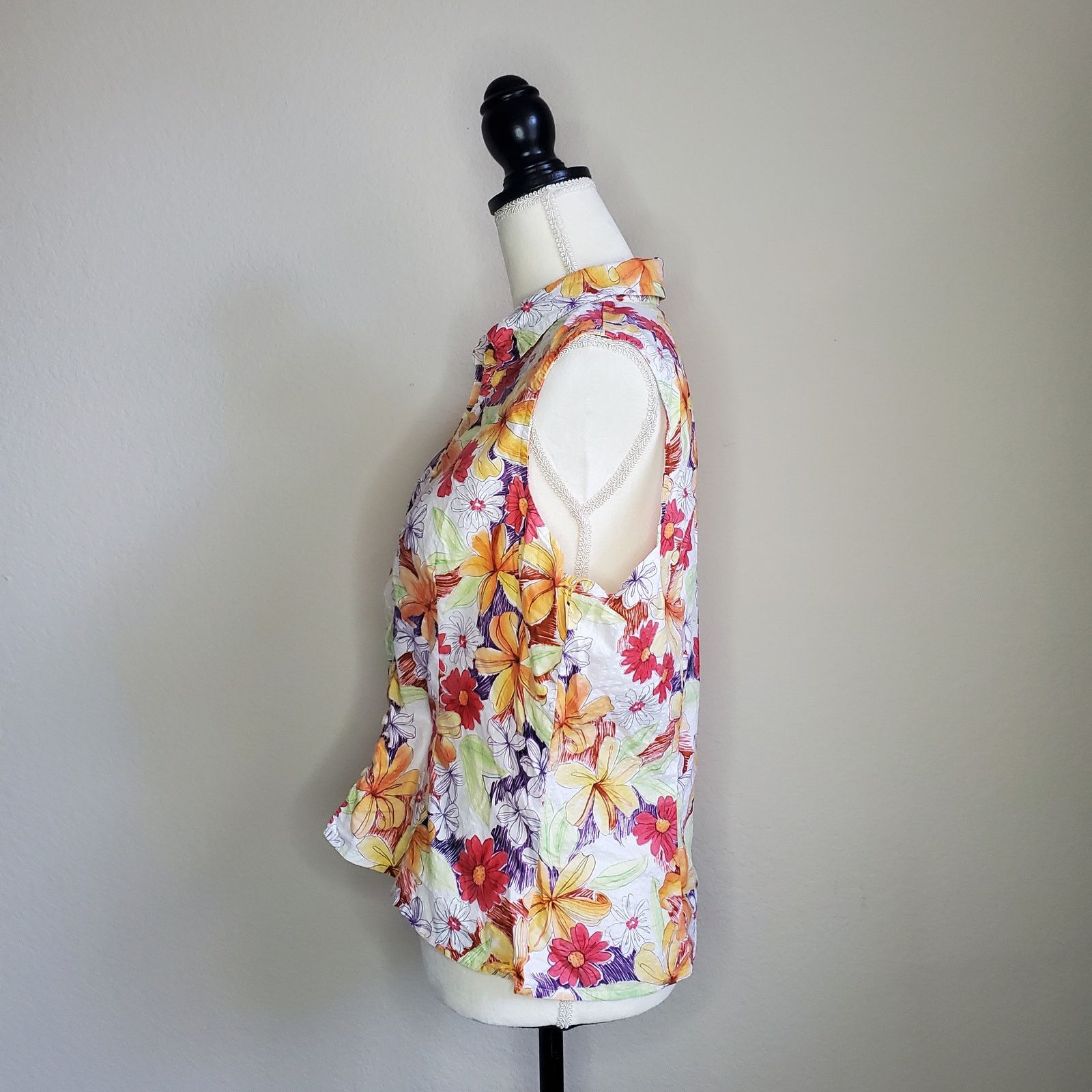 Other Talbots Floral Sleeveless Blouse Large Size L / US 10 / IT 46 - 4 Thumbnail