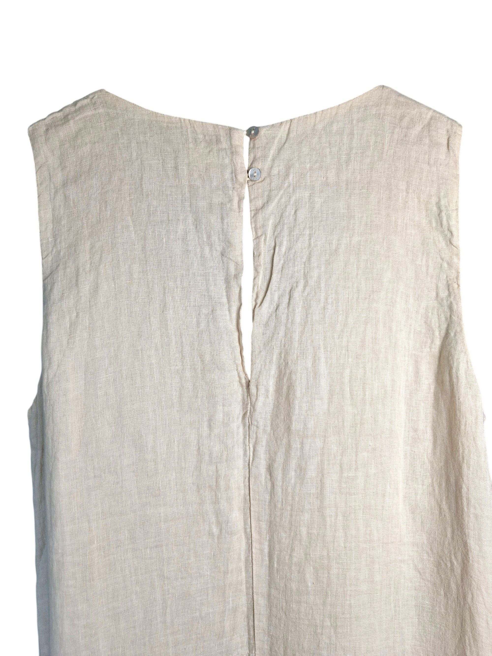 120% Lino 120% Lino Linen Maxi Dress Beige Sequin V-Neck Sleeveless Size M / US 6-8 / IT 42-44 - 8 Thumbnail