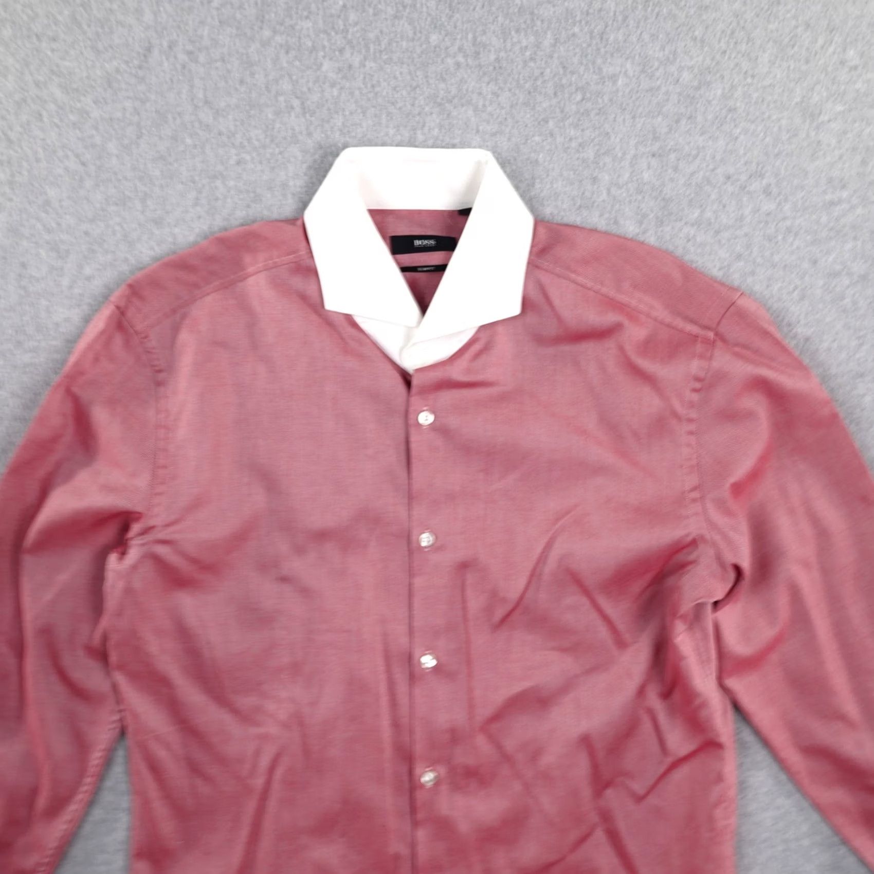 Hugo Boss Hugo Boss Dress Shirt Mens 16 / 41 Pink Spread Collar Size 42R - 6 Thumbnail