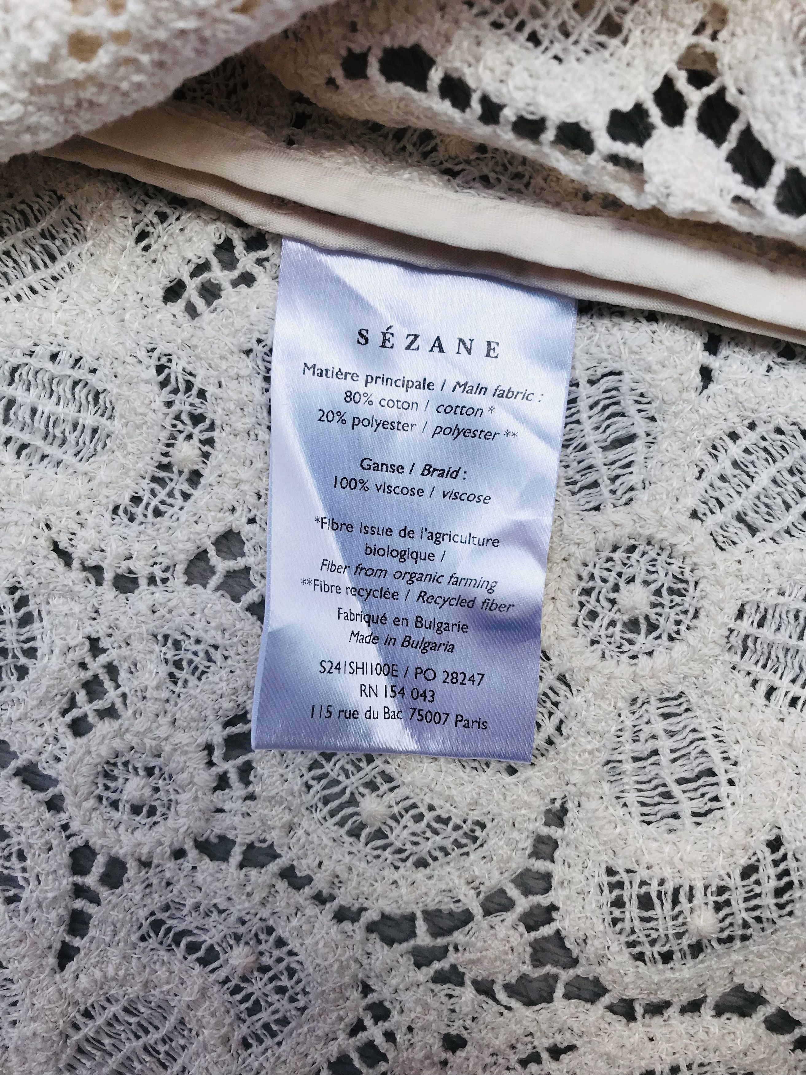 Sezane Sezane Paris Emma Blouse Ecru Lace T-shirt Top Button Size XS / US 0-2 / IT 36-38 - 13 Thumbnail