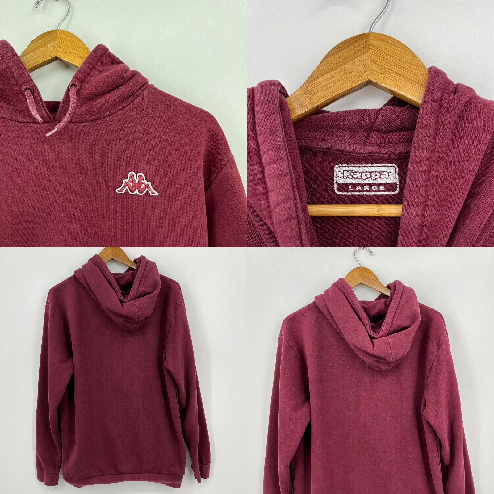 Kappa Kappa Hoodie Men s L Red Maroon Pullover Pocket Drawstring Logo Cotton Solid Grailed