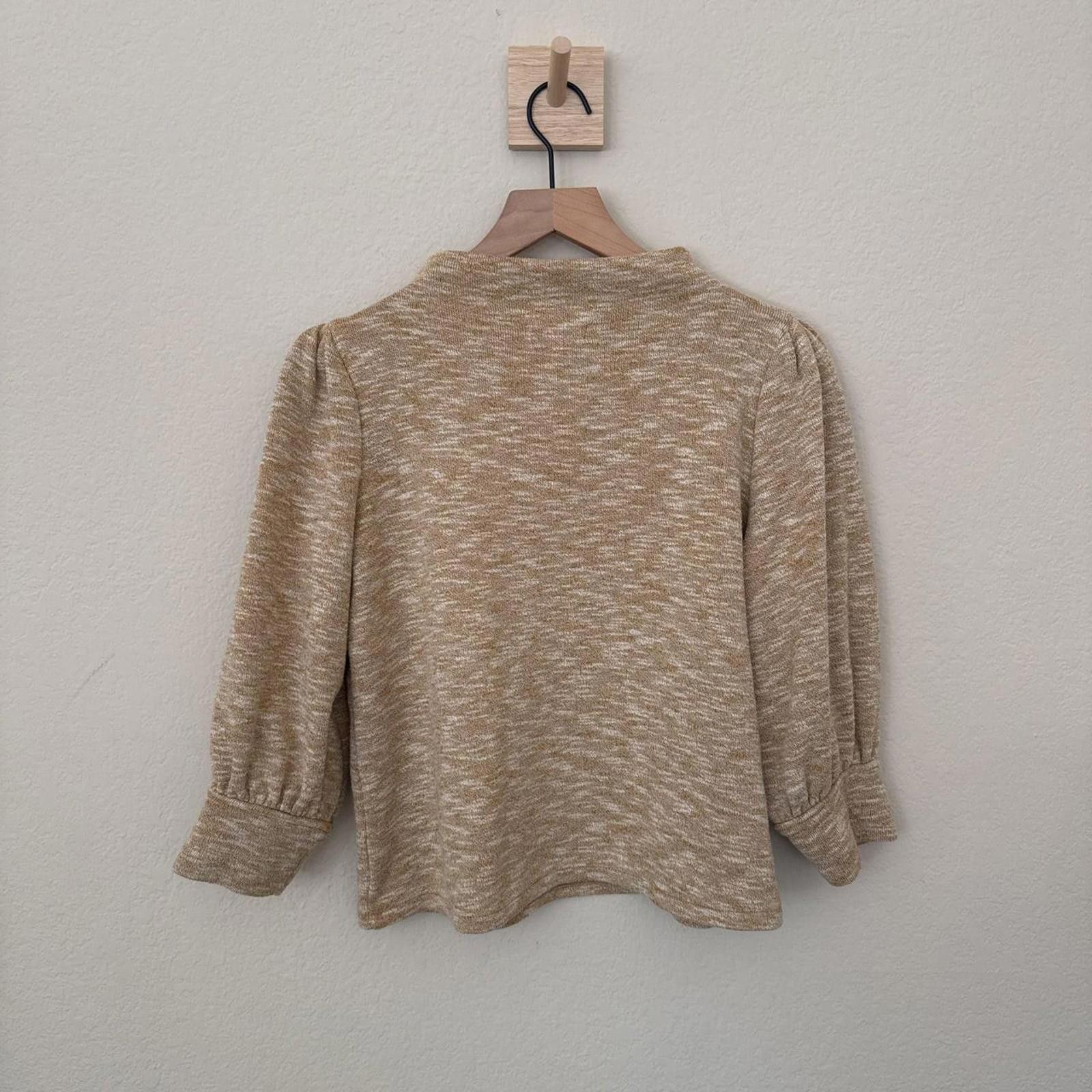Madewell Madewell Gathered Sleeve Mockneck Top Women's S Light Brown Size S / US 4 / IT 40 - 3 Thumbnail