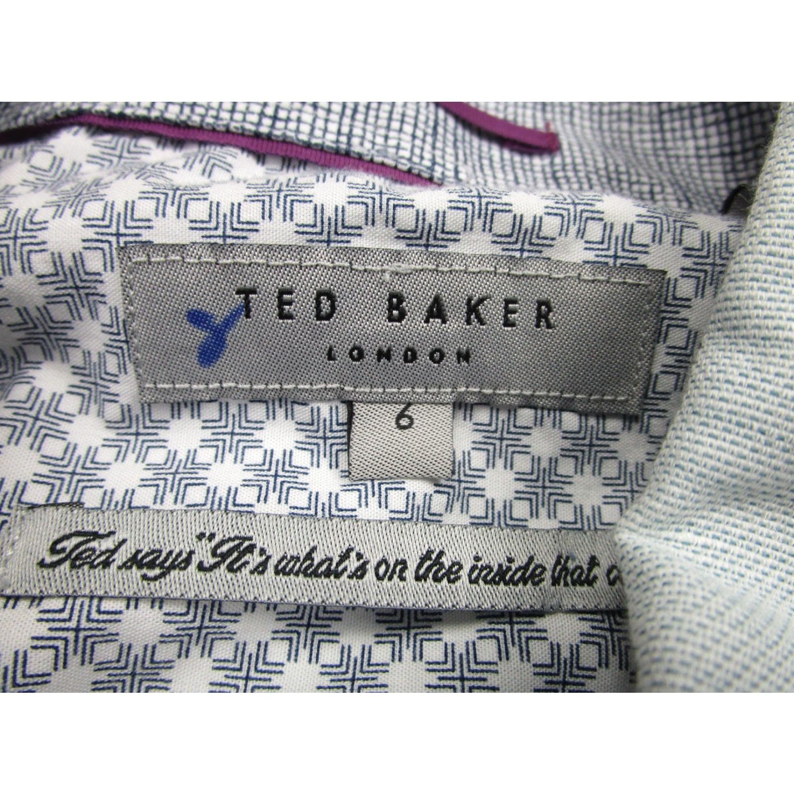 Ted Baker TED BAKER Shirt Mens XL Light Blue Short Sleeve Button-Up Linen Cotton Blend Size US XL / EU 56 / 4 - 4 Thumbnail