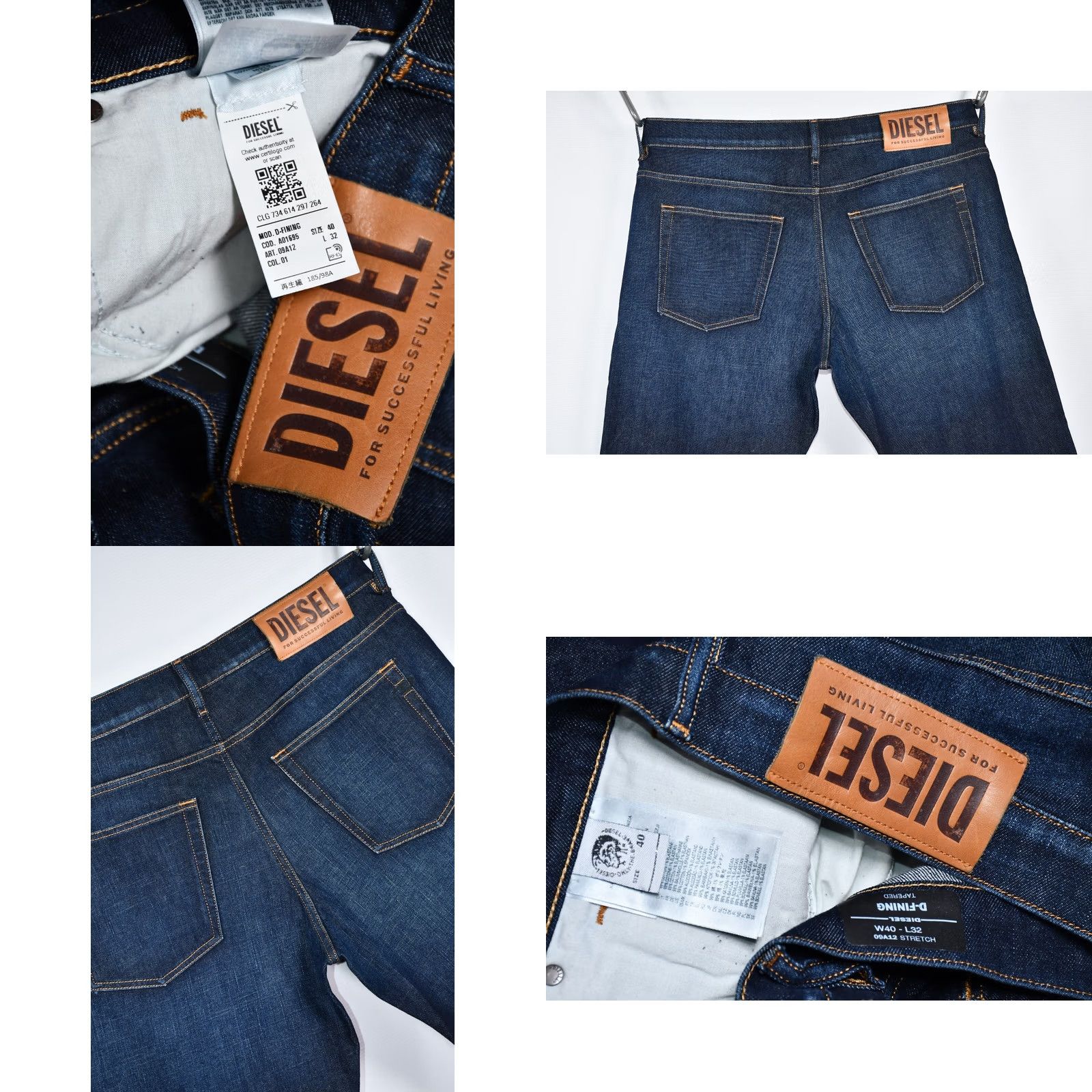 Diesel Diesel Jeans Tapered 09A12 D-Fining Regular Mens Jeans Blue Size W40 L32 Size US 40 / EU 56 - 8 Thumbnail