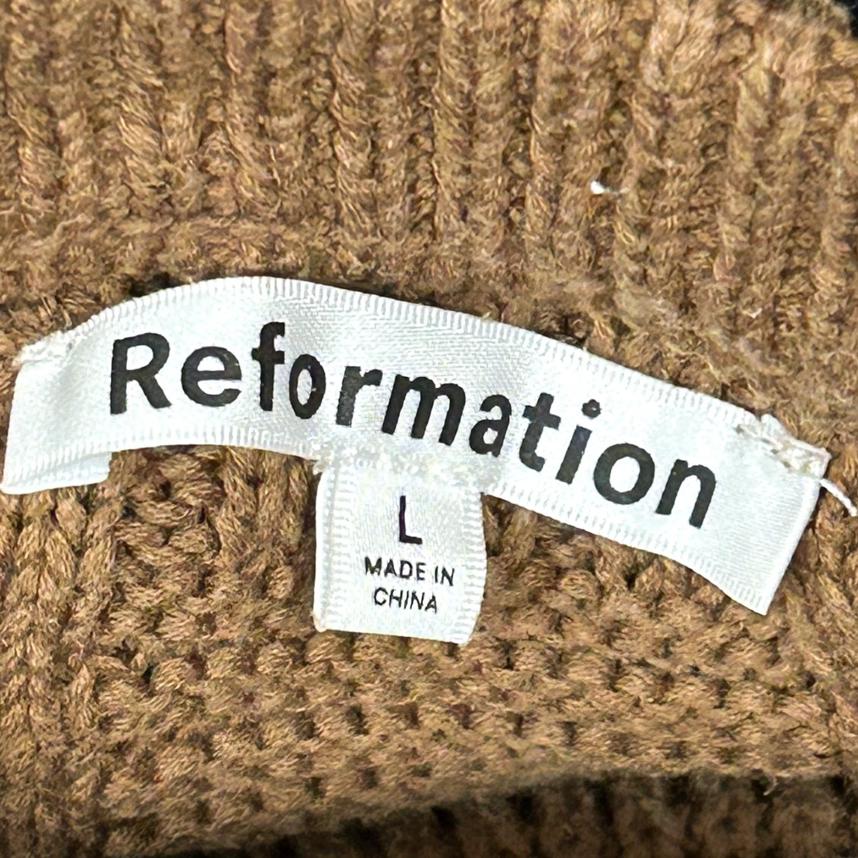 Reformation VINTAGE Reformation Winnie Basketweave Organic Cotton Brown Sweater Women’s Large Size L / US 10 / IT 46 - 6 Thumbnail