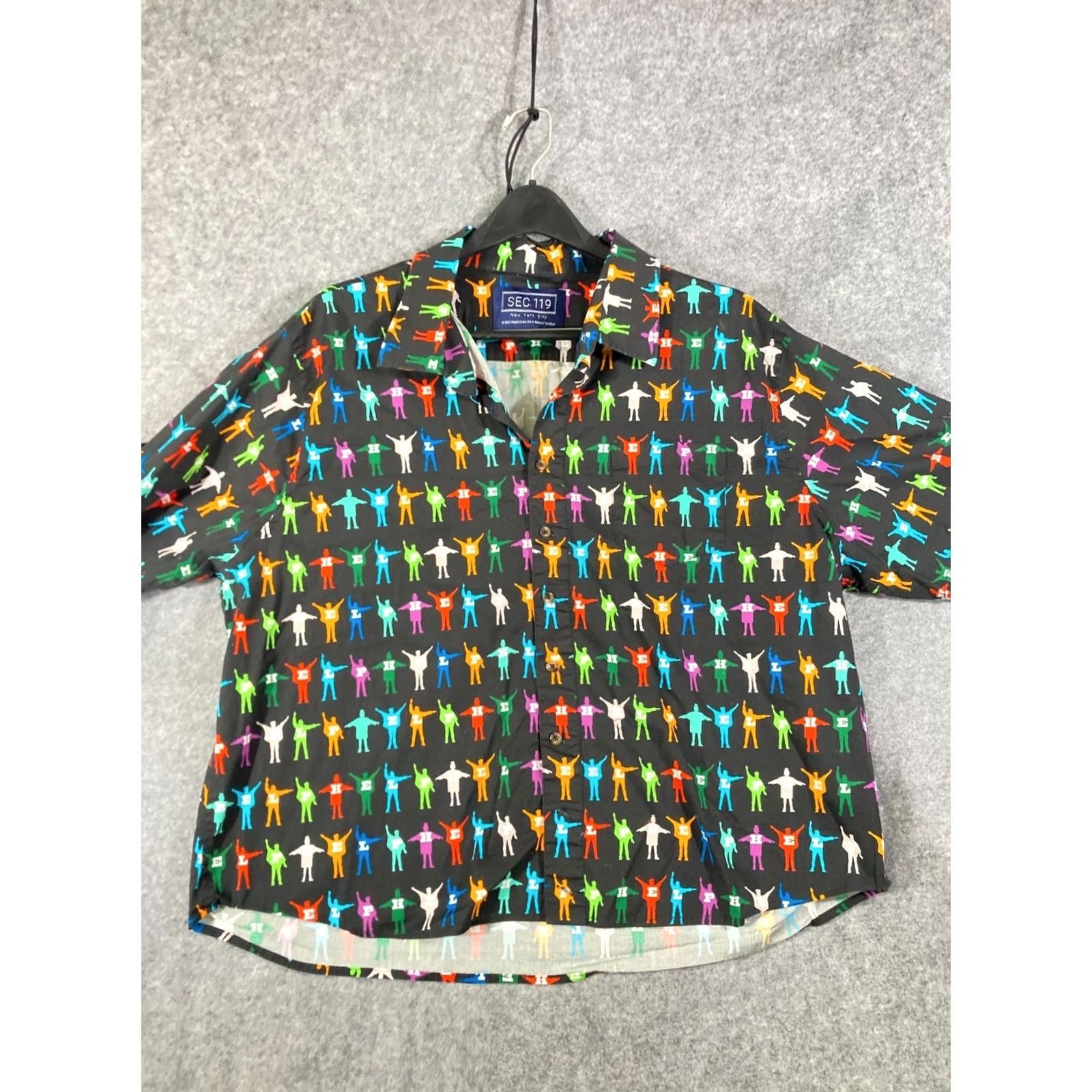 Vintage Section 119 Beatles Help Shirt Womens 3XL Black Graphic Rock & Roll Music Band Button Front Short Sleeve Size XXL / US 16-18 / IT 52-54 - 2 Thumbnail
