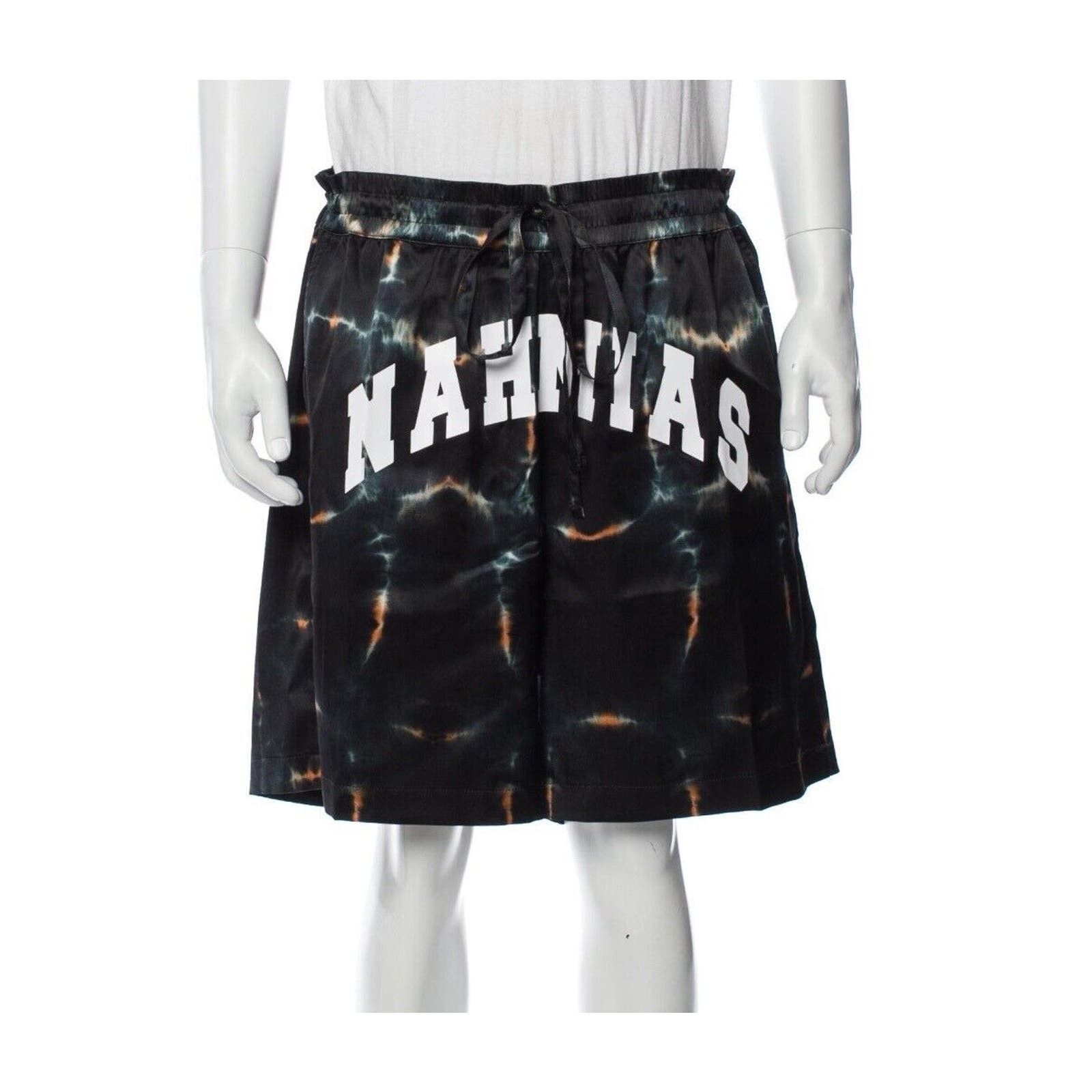 image of Nahmias Spellout Basketball Shorts Silk Tie Dye Size Medium in Black, Men's