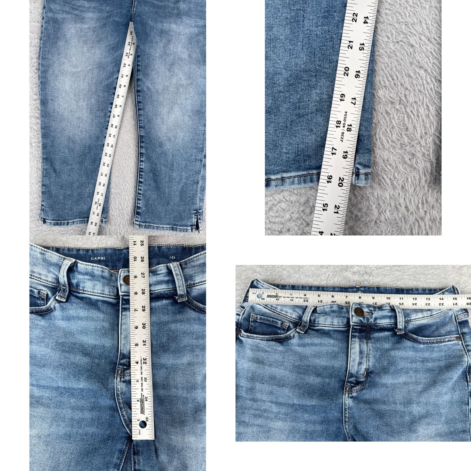 Vintage St. John's Bay Women's Capri Jeans Size 10 Blue Denim Mid Rise 30x20 Comfort Stretch Distressed Size 32" / US 10 / IT 46 - 8 Thumbnail