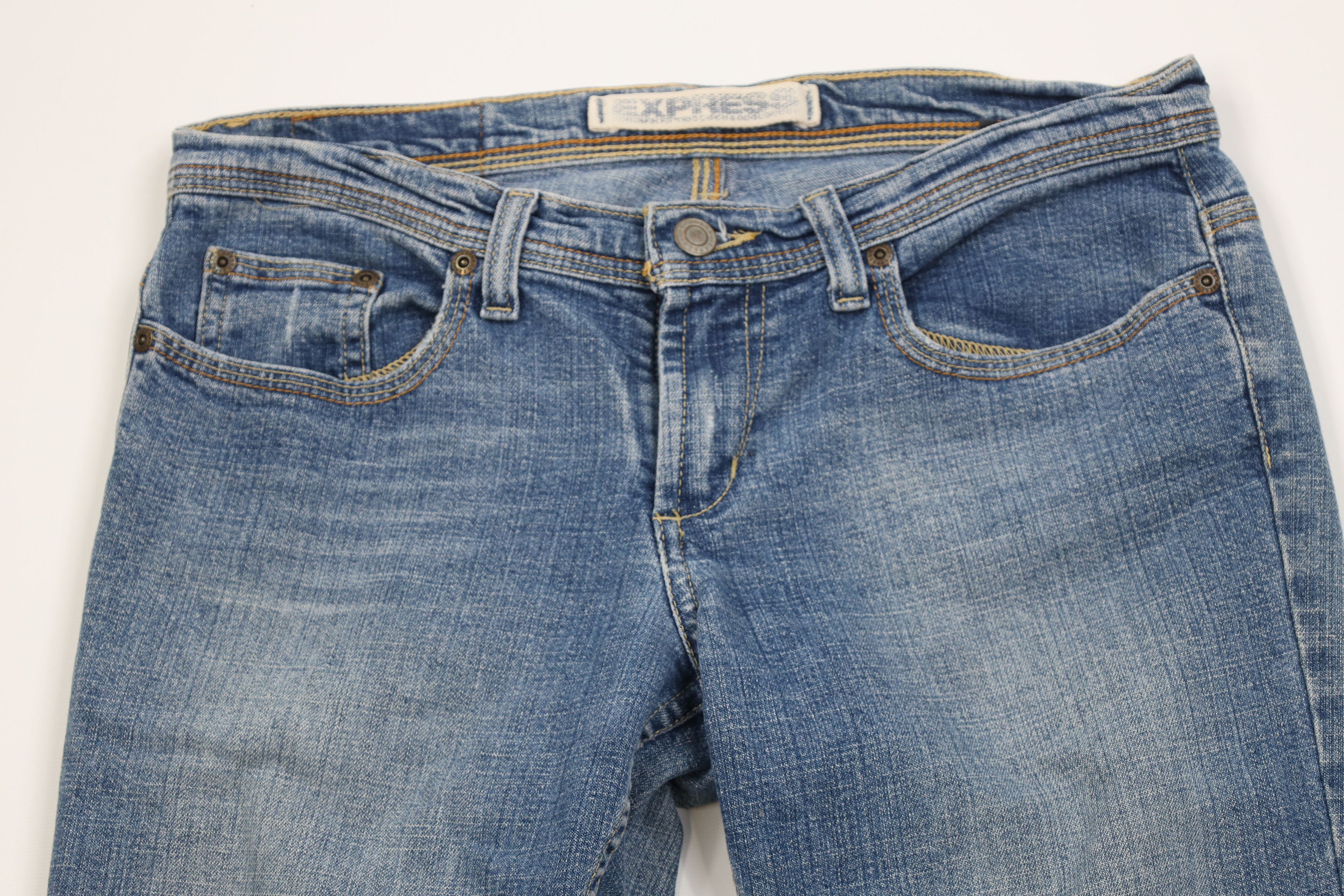 Express Vintage Y2K Express Flared Wide Leg Denim Jeans Stretch Size 30" / US 8 / IT 44 - 2 Thumbnail