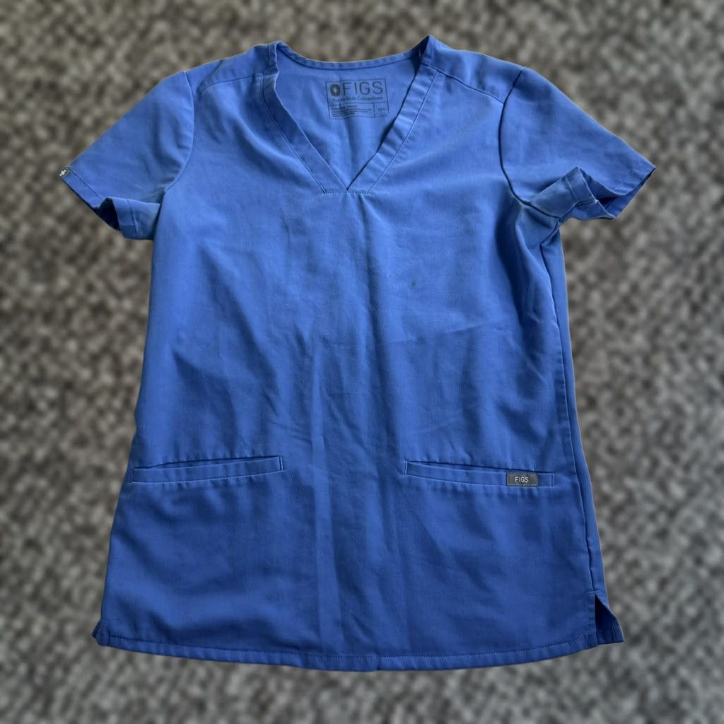 Vintage FIGS Catarina Hand Front Pockets Solid Blue Scrub Top Womens XXS Uniform Size XXS / US 00 / IT 34 - 1 Thumbnail