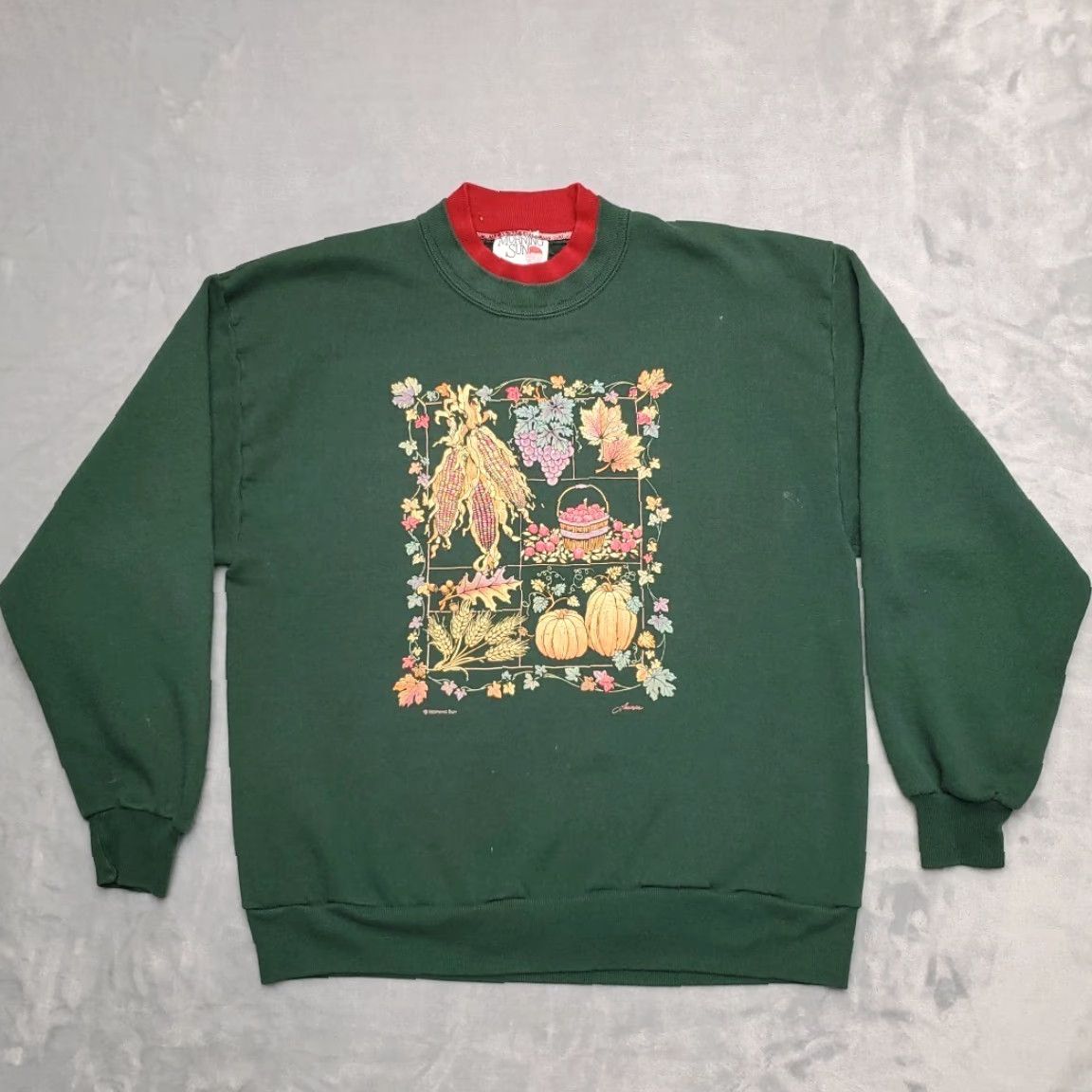 Vintage VINTAGE Morning Sun Sweatshirt Women L Green Country Harvest Cottage 90s Made in USA Size L / US 10 / IT 46 - 2 Thumbnail