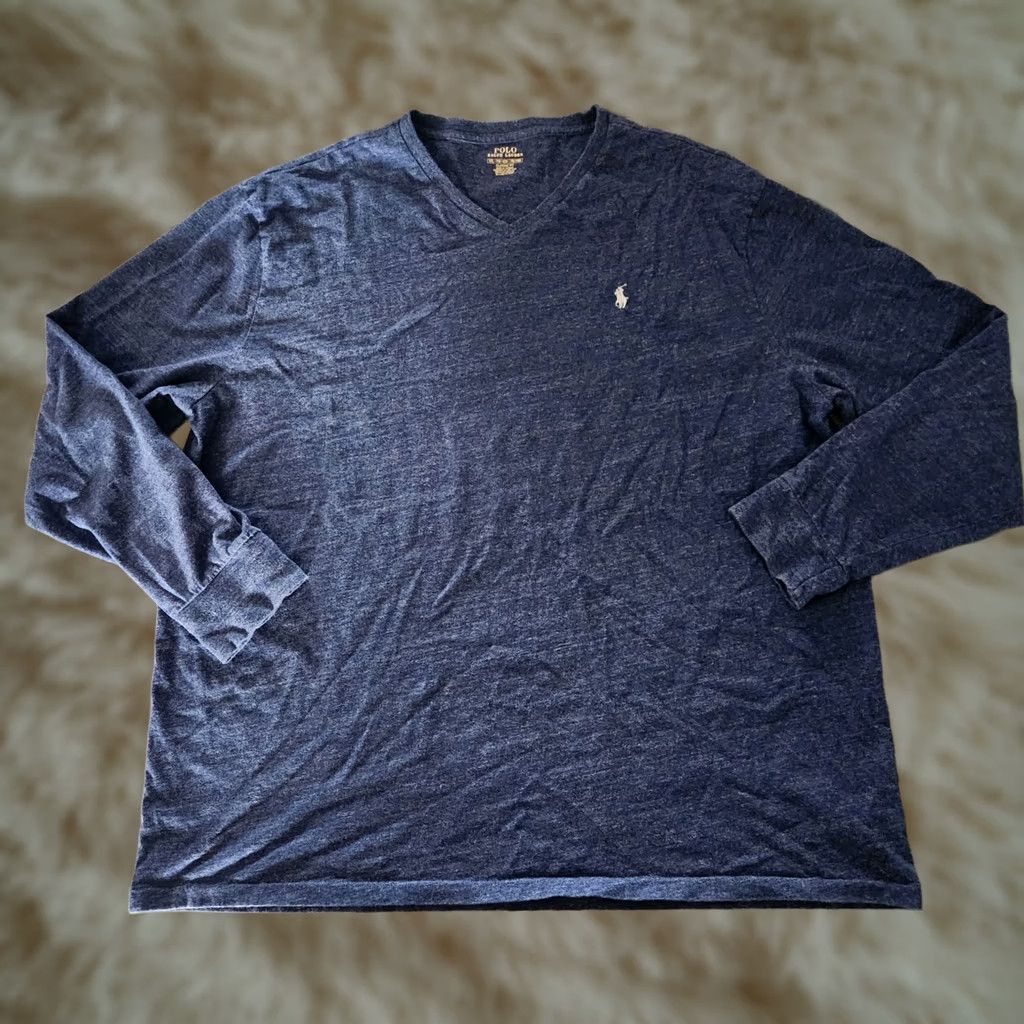 Polo Ralph Lauren Polo Ralph Lauren Sweater Mens XXL Blue Long Sleeve V-Neck Pony Preppy Pullover Knit Regular Lightweight All Seasons N/A Size US XXL / EU 58 / 5 - 1 Thumbnail