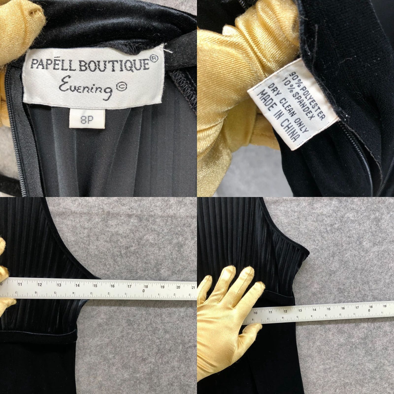 Velvet VINTAGE Papell Black Velvet Maxi Dress 8P A-Line Formal Party Sleeveless Evening Womens 8P Black Maxi Velvet Dress Papell Night Party Gothic Look Size M / US 6-8 / IT 42-44 - 8 Thumbnail